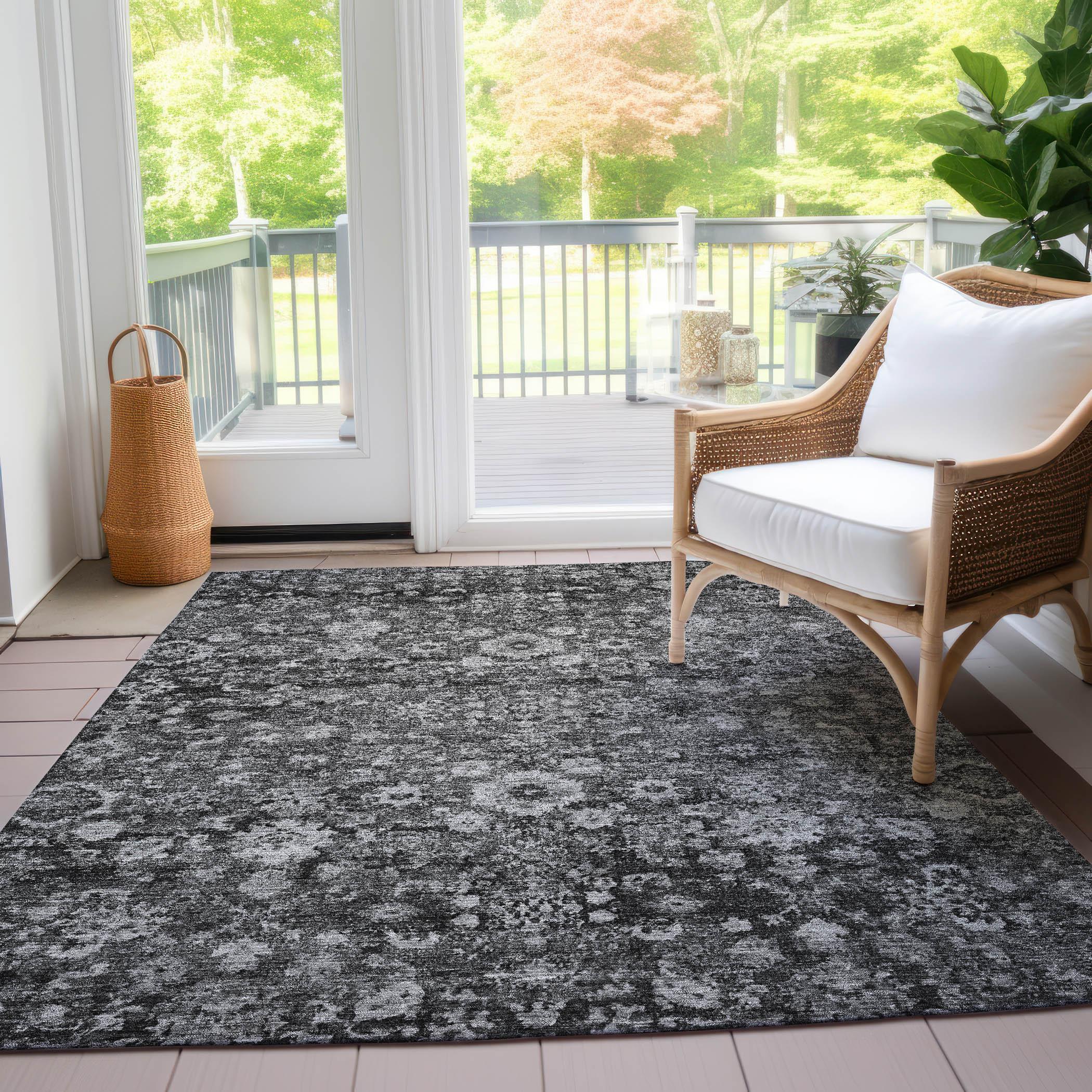 Addison Rugs Chantille ACN651 Gray 8' x 10' Indoor Outdoor Area Rug, Easy Clean, Machine Washable, Non Shedding, Bedroom, Living Room, Dining Room, Kitchen, Patio Rug