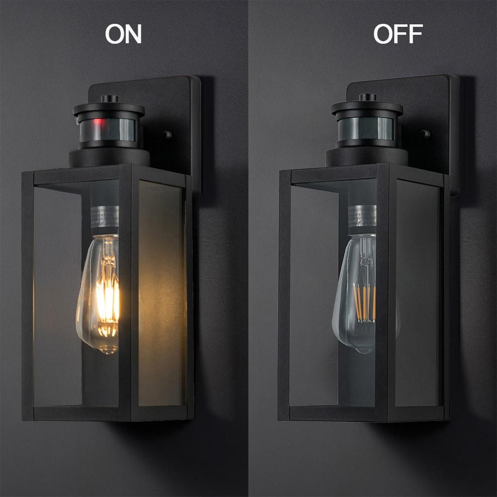 C Cattleya 2-Pack Matte Black Motion Sensor and Dusk to Dawn Outdoor Wall Lantern