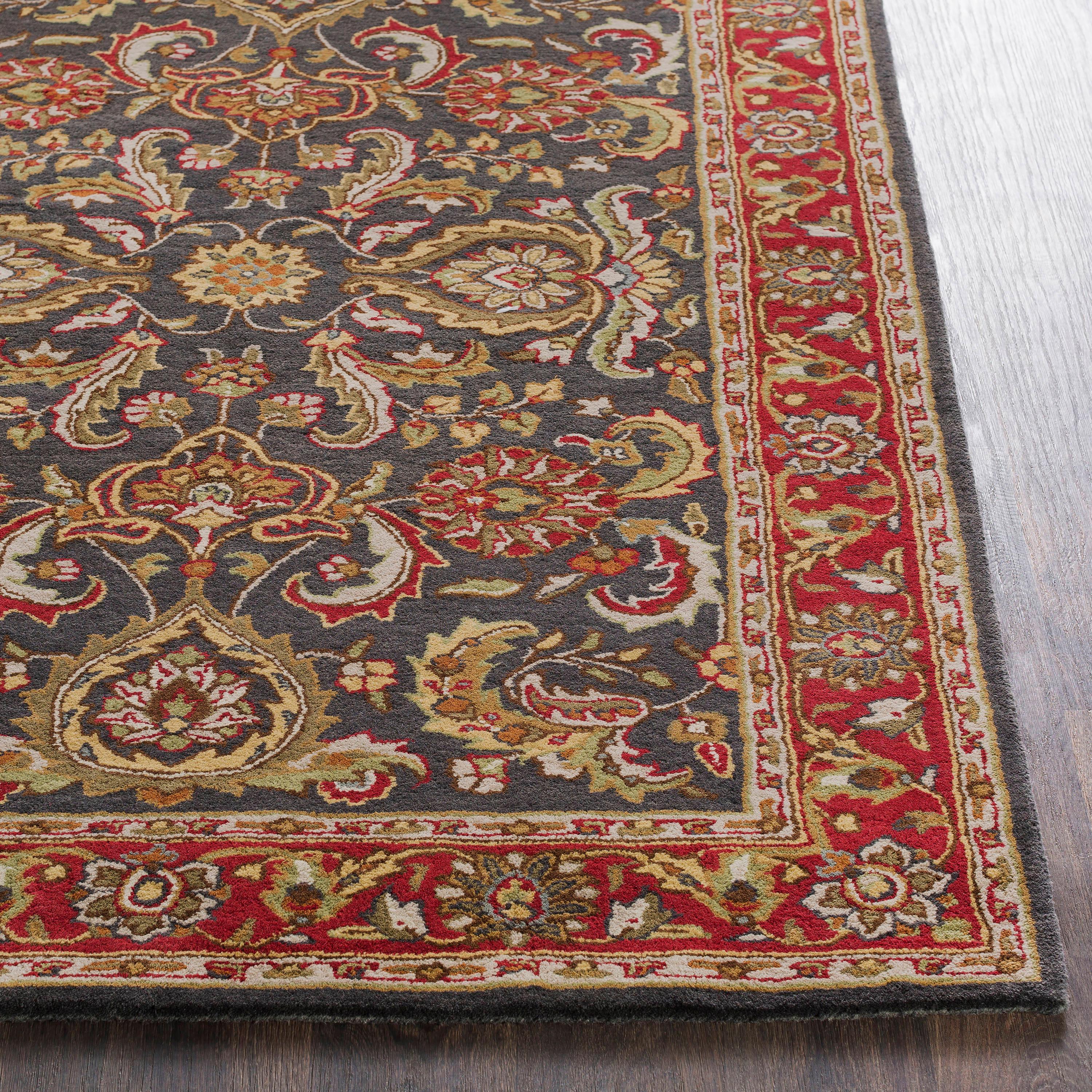 Elegant Oriental Red Wool 3'x5' Hand-Tufted Rug