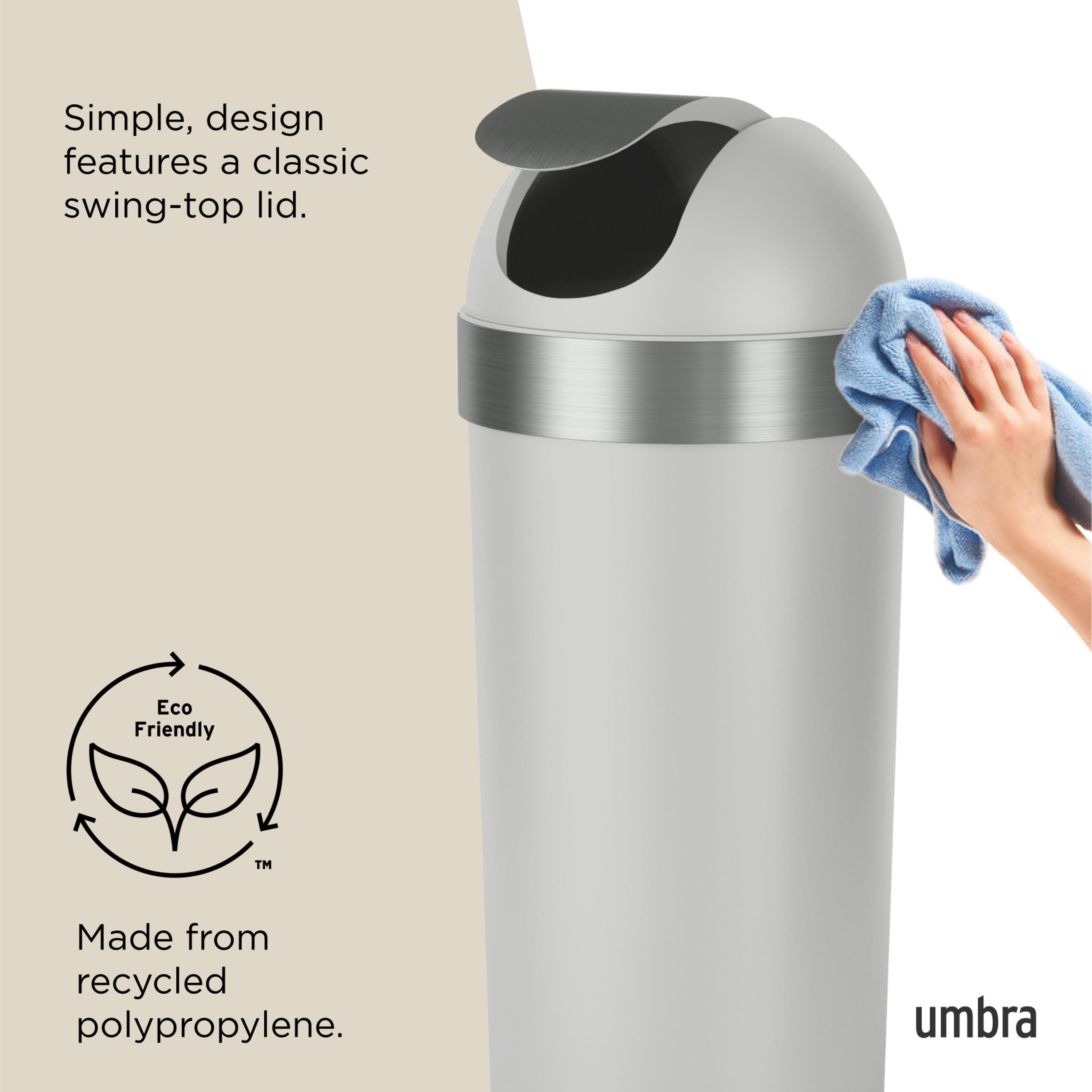 Umbra 16.5gal Venti Can Gray/Nickel: Indoor Swing-Top Trash Can, Polypropylene, 35" Height, 14.6" Width, 5.6 lbs