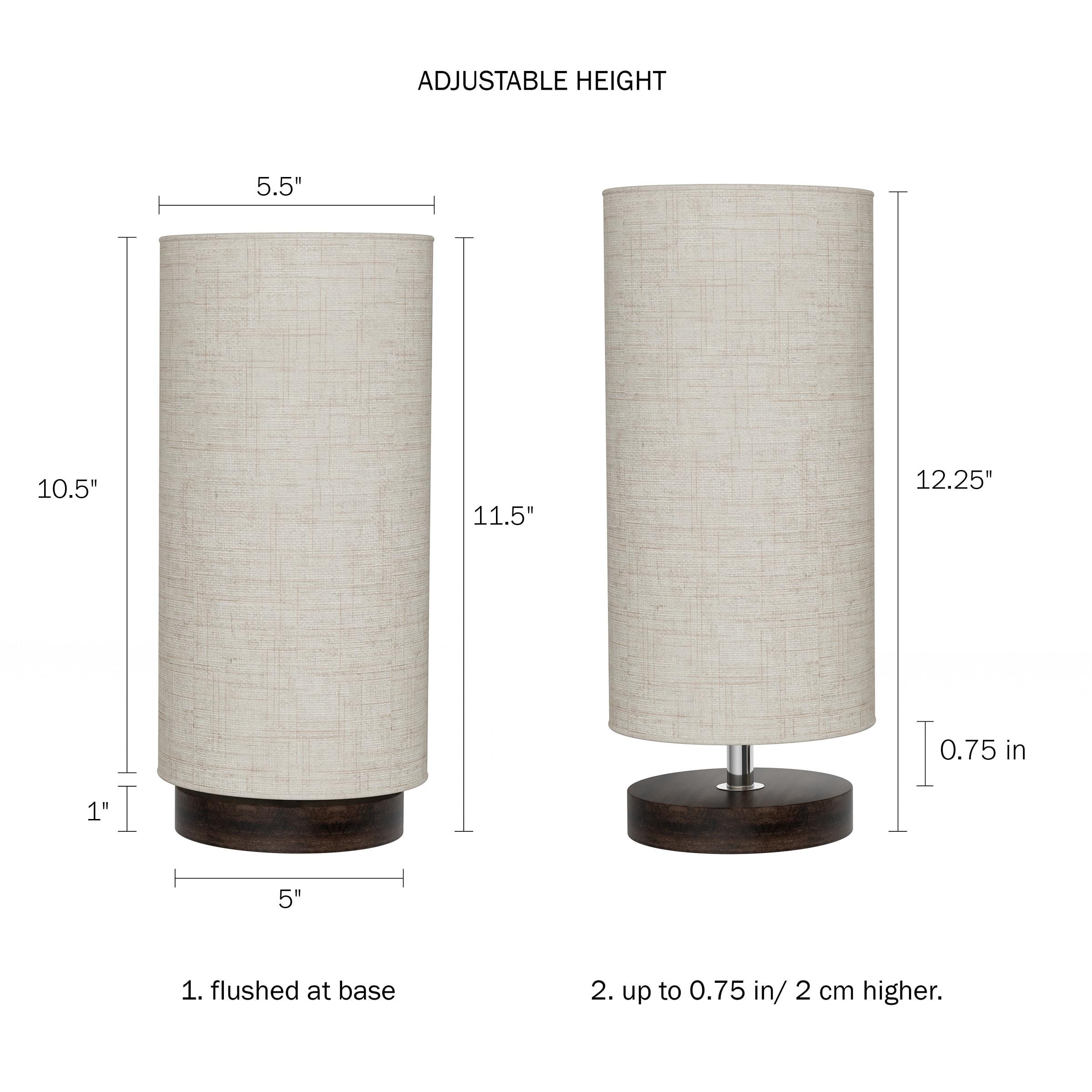 Hastings Home Cylinder Lamp Adjustable Height with Wooden Base and LED Bulb