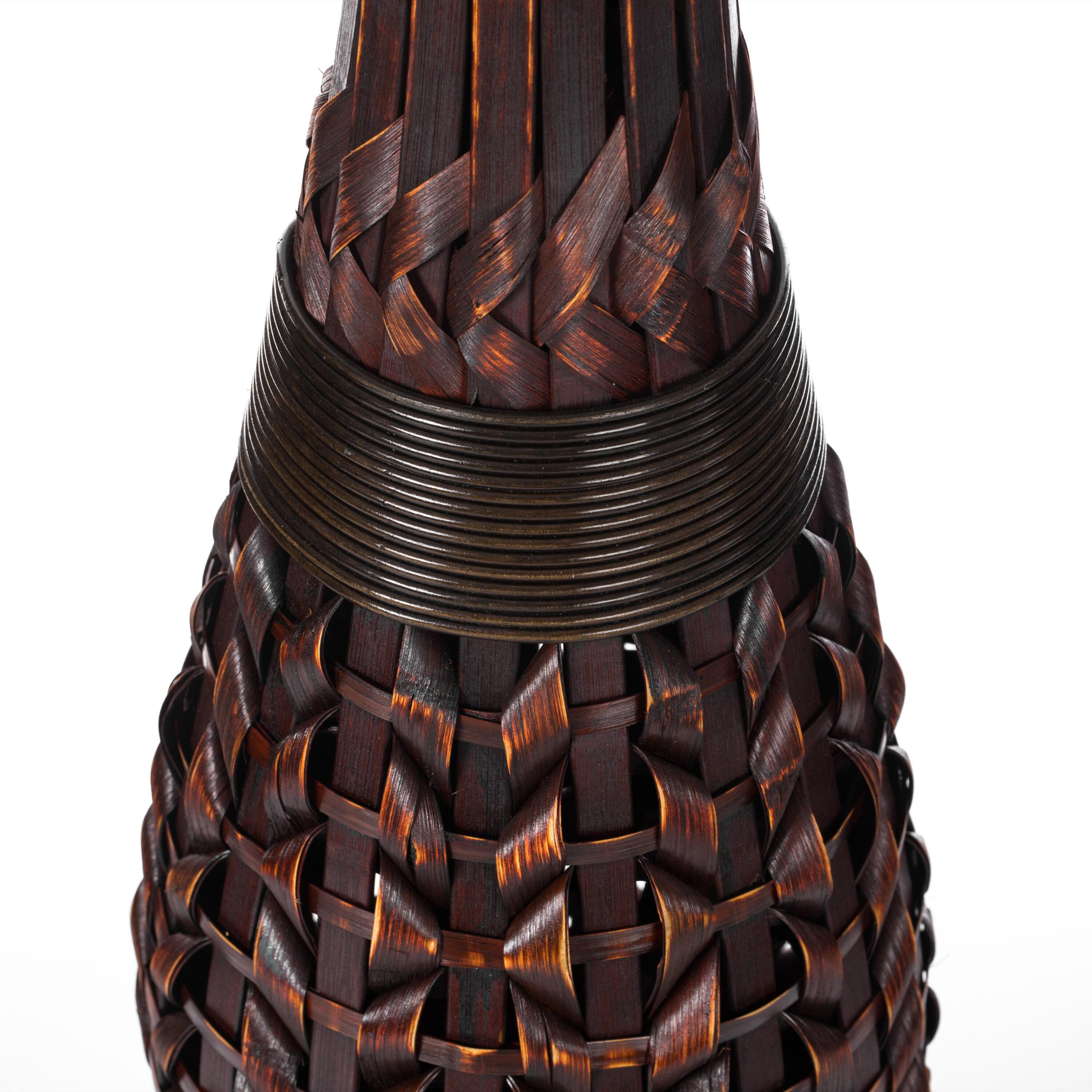Uniquewise Antique Trumpet Style Brown Bamboo Floor Vase - 36-inch-Tall Decorative Vase for Entryway or Living Room - Vintage-Inspired Home Decor