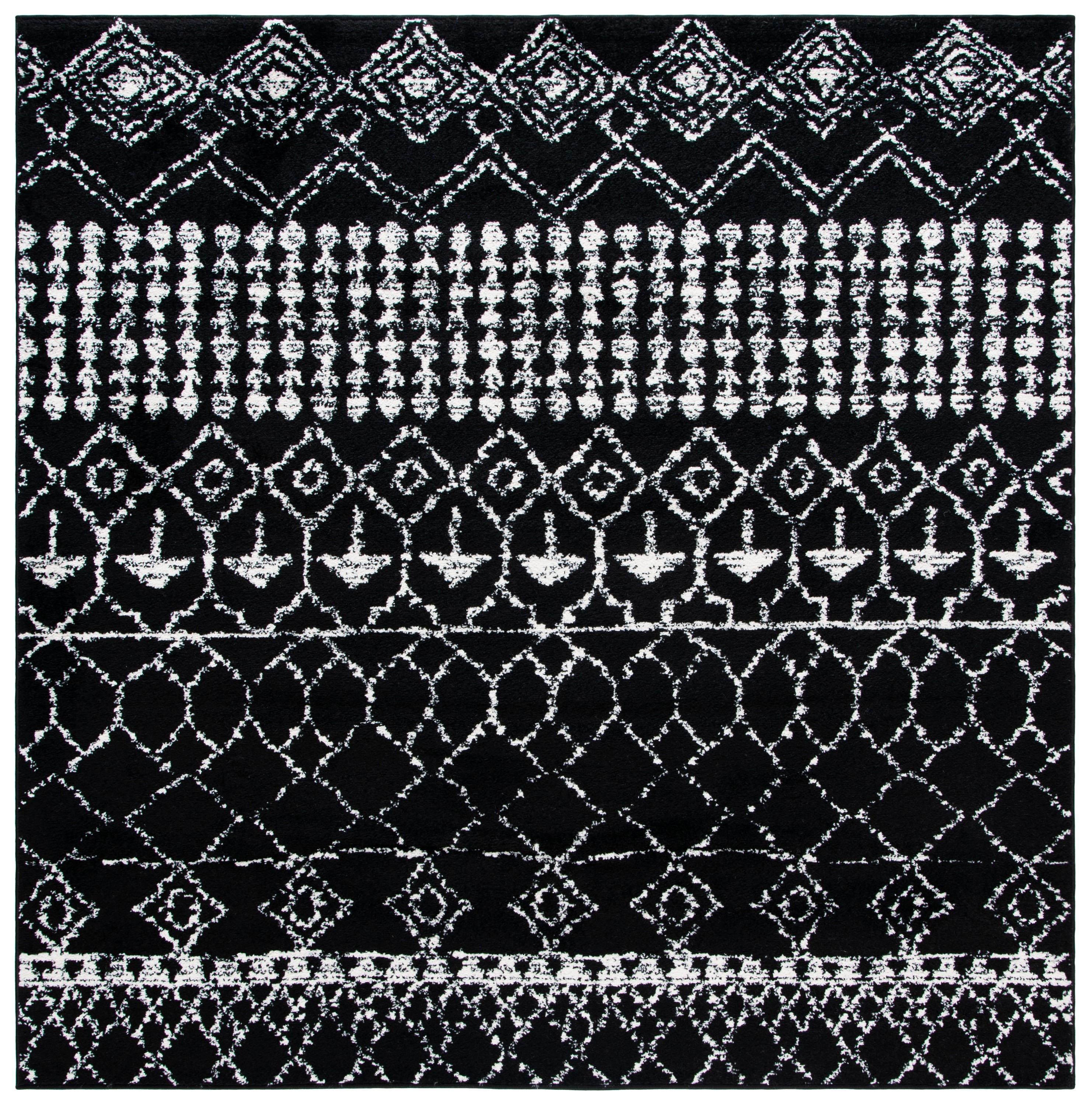 Tulum TUL229 Power Loomed Area Rug - Black/Ivory - 5'x5' - Safavieh.