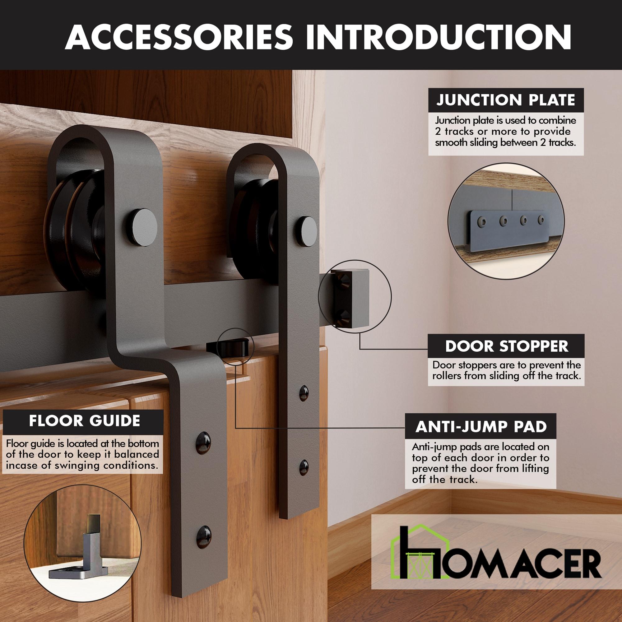 Homacer Mini Black Rustic Classic Design Single Track Bypass Two Door Hardware Kit For Cabinet Use