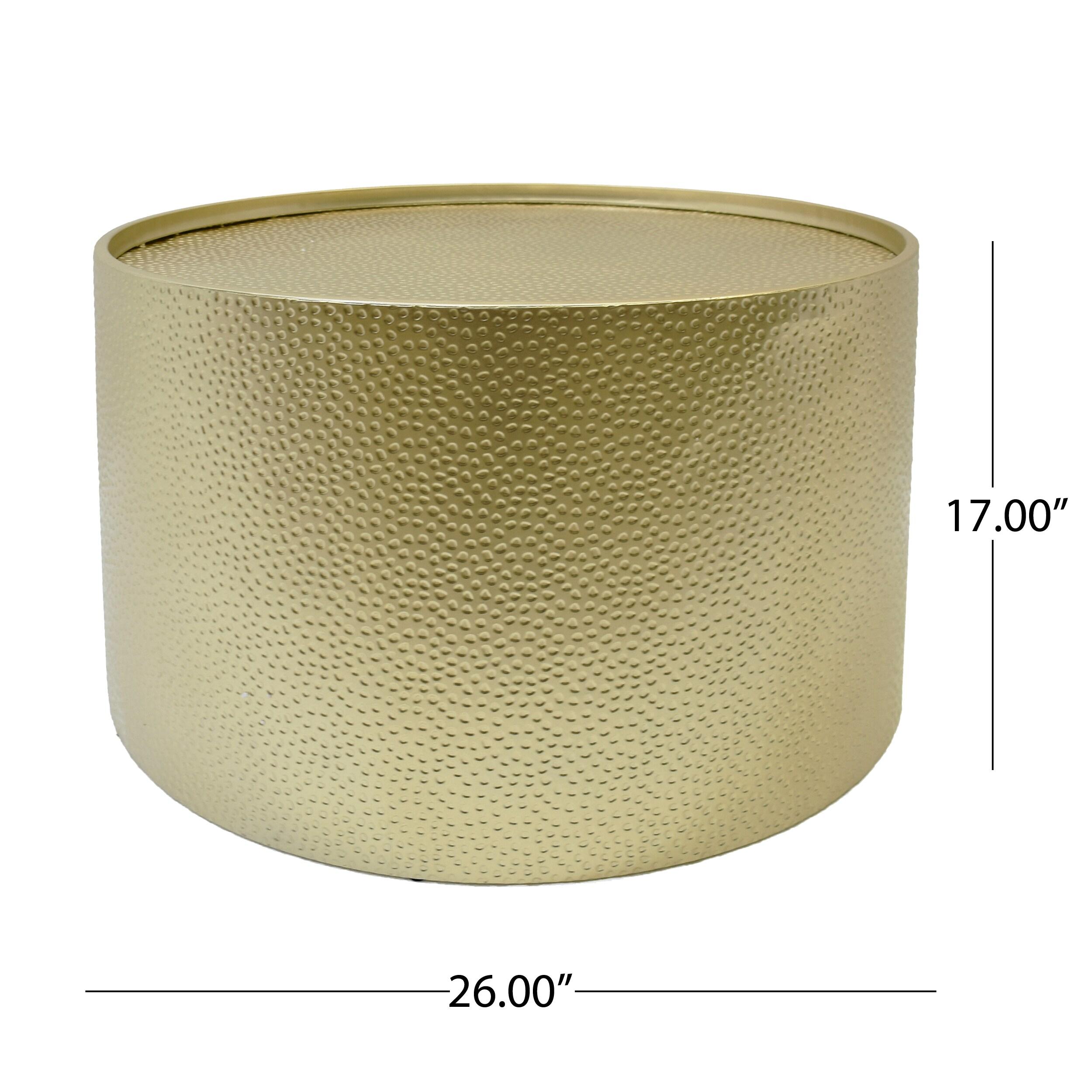 Braeburn Modern Round Coffee Table Gold - Christopher Knight Home: Hammered Iron, No Assembly Required