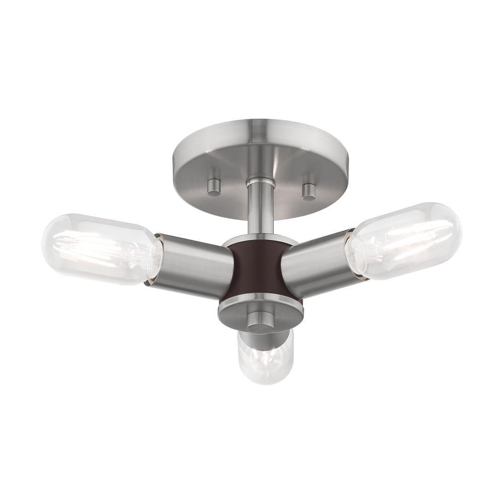 Livex Lighting Copenhagen 3 - Light Flush Mount in  Brushed Nickel