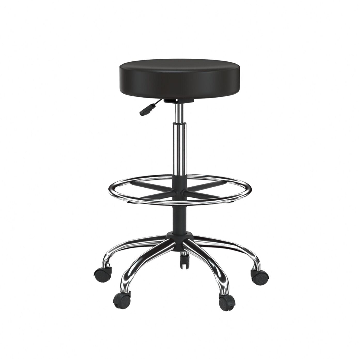 Medical/Drafting Stool Black - Boss Office Products: Antimicrobial Vinyl, Molded Foam, Adjustable Height, Metal Base, No Assembly Required