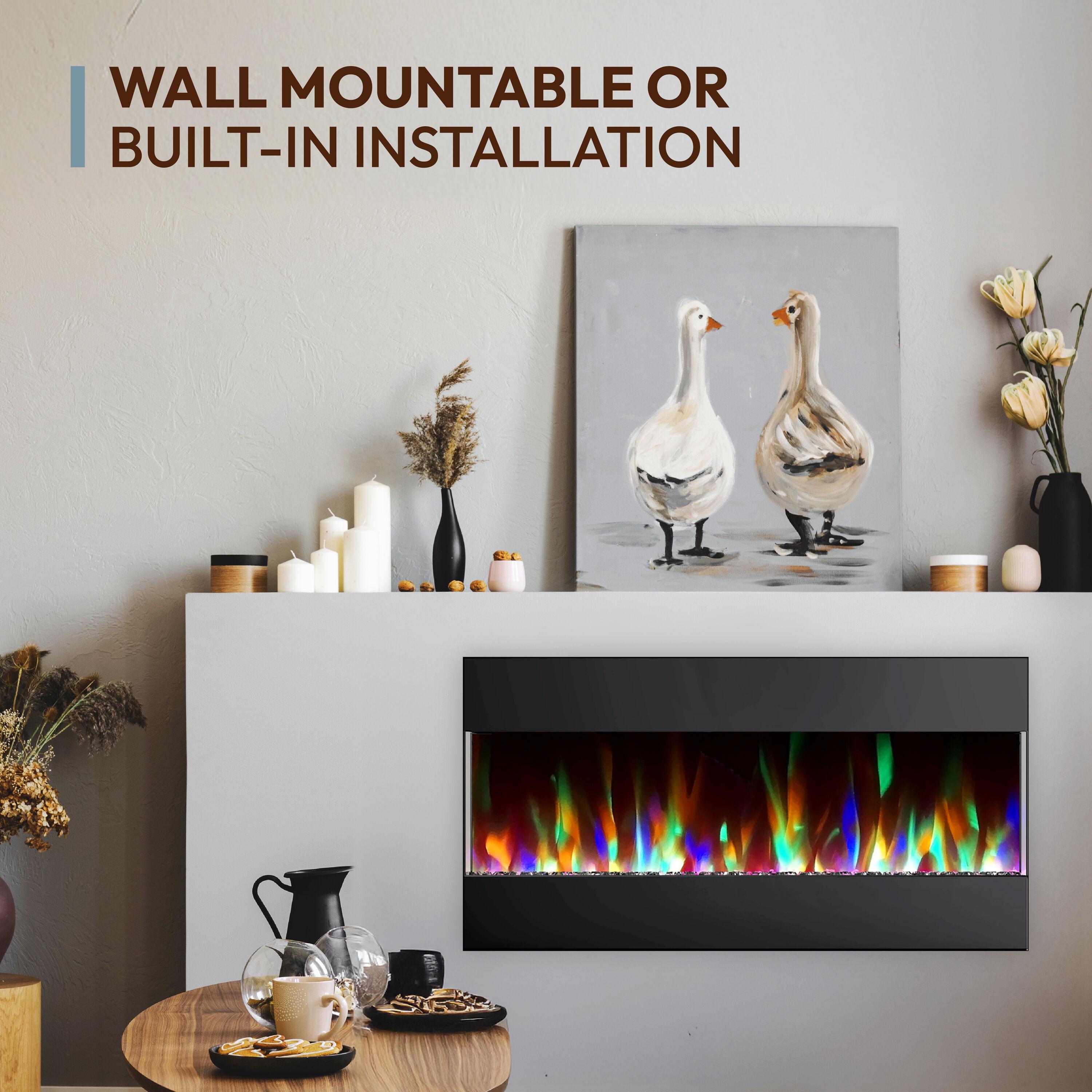 Cambridge Cambridge Recessed Wall Mounted Electric Fireplace with Crystal Rock Display