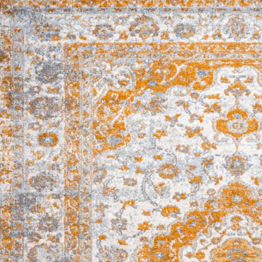 5'x8' Indhira Ornate Medallion Persian Area Rug, Orange/Cream - JONATHAN Y