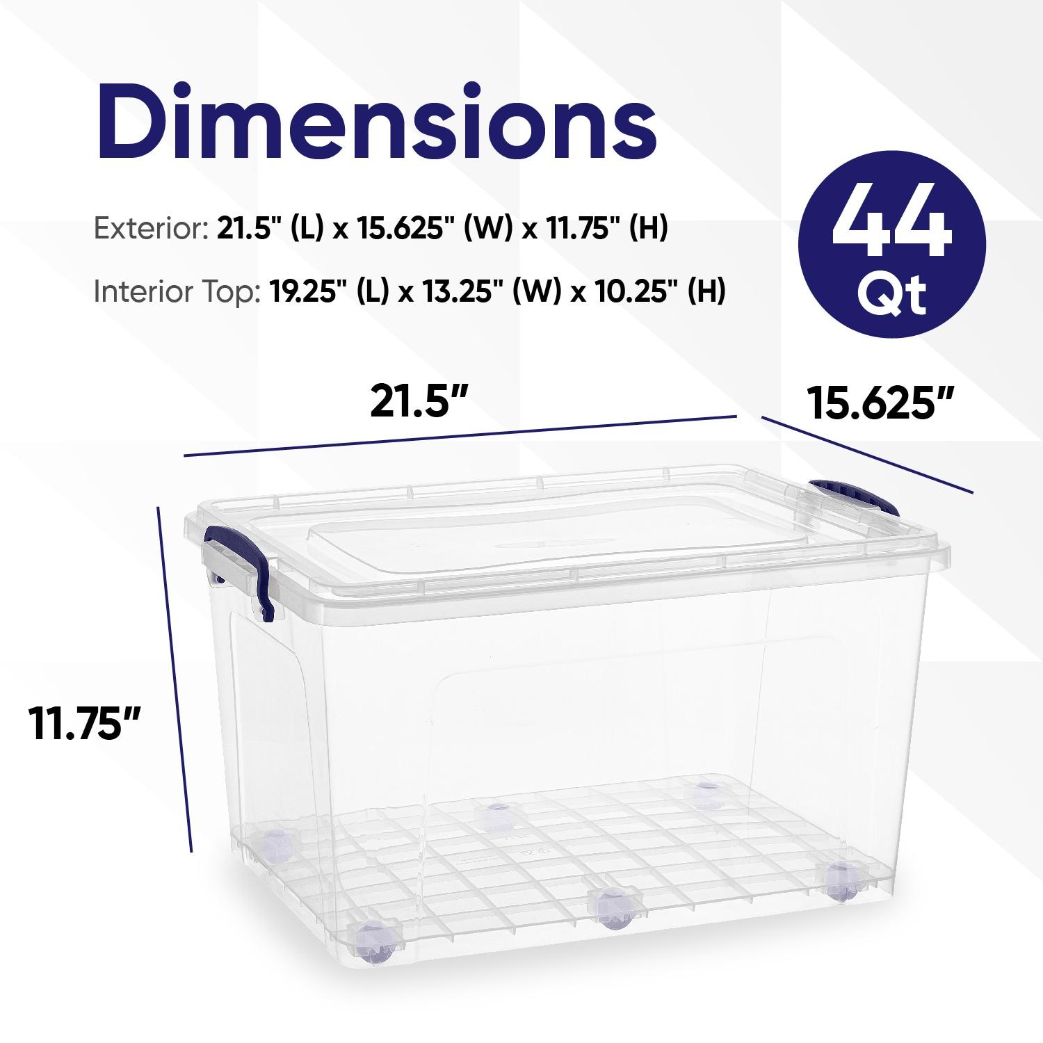 Clear Plastic Stackable Storage Box with Snap Lid, 44 Quart