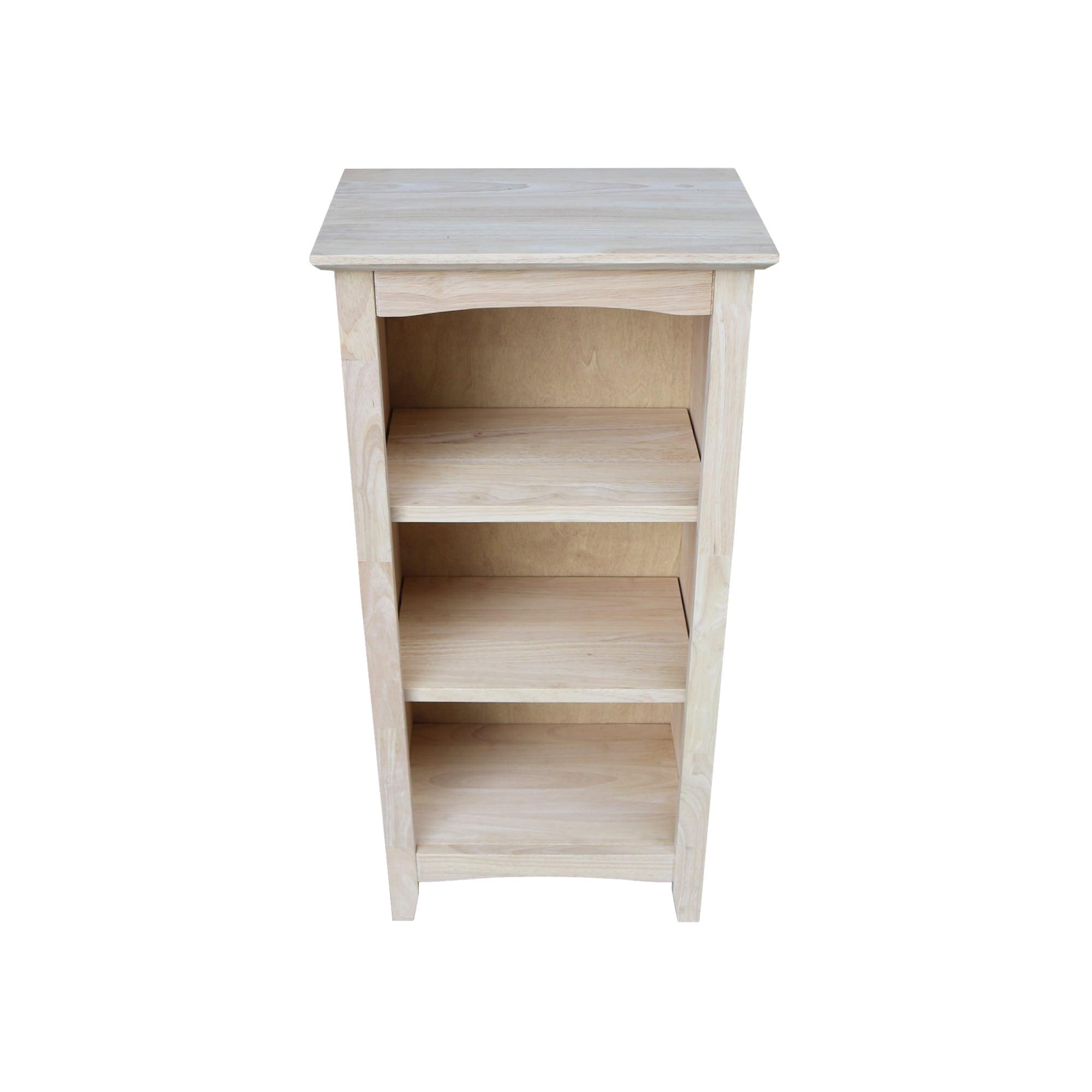 36" Shaker Bookcase Unfinished Brown - International Concepts: Solid Parawood, 2-Tier Storage