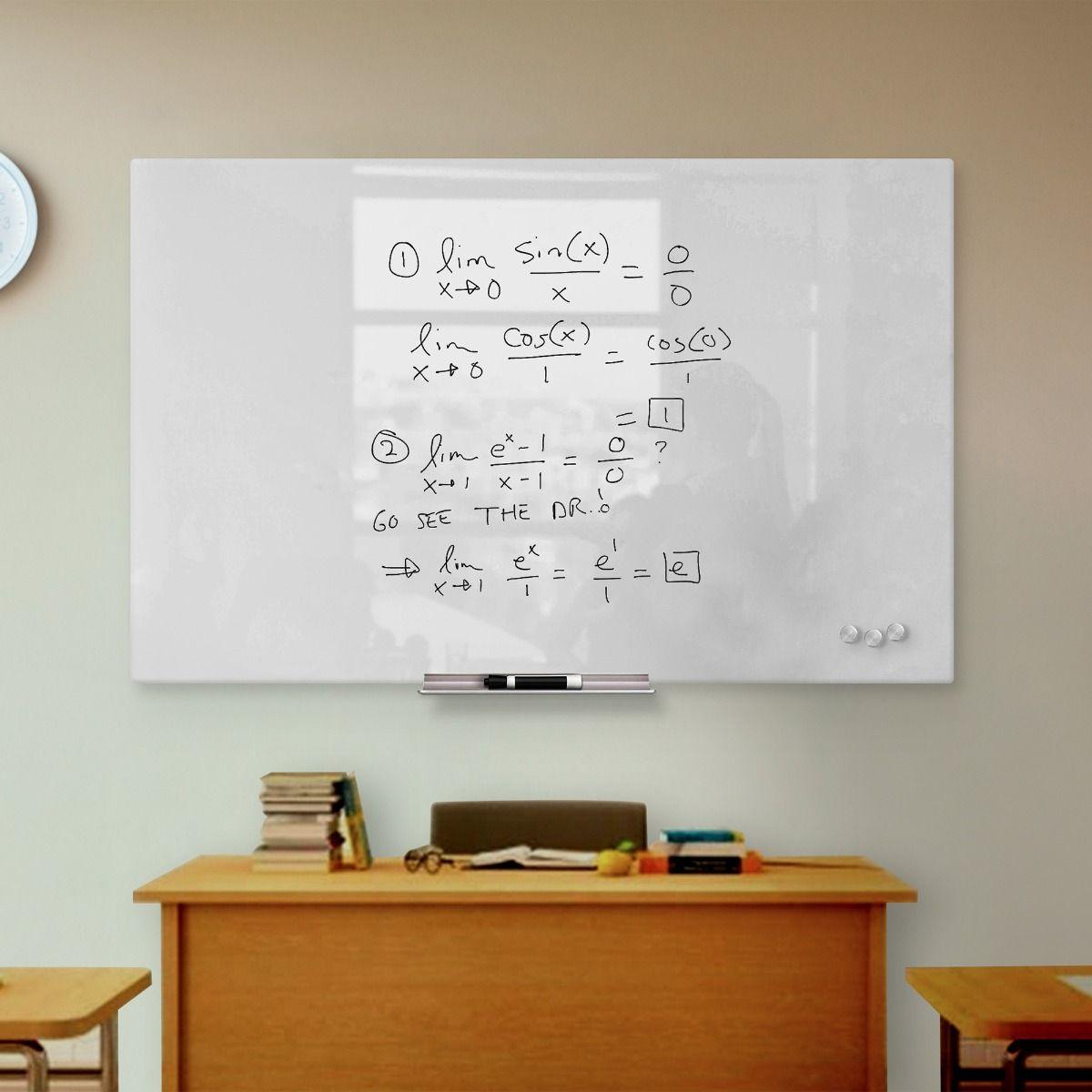96" x 48" Frameless White Magnetic Glass Dry Erase Board