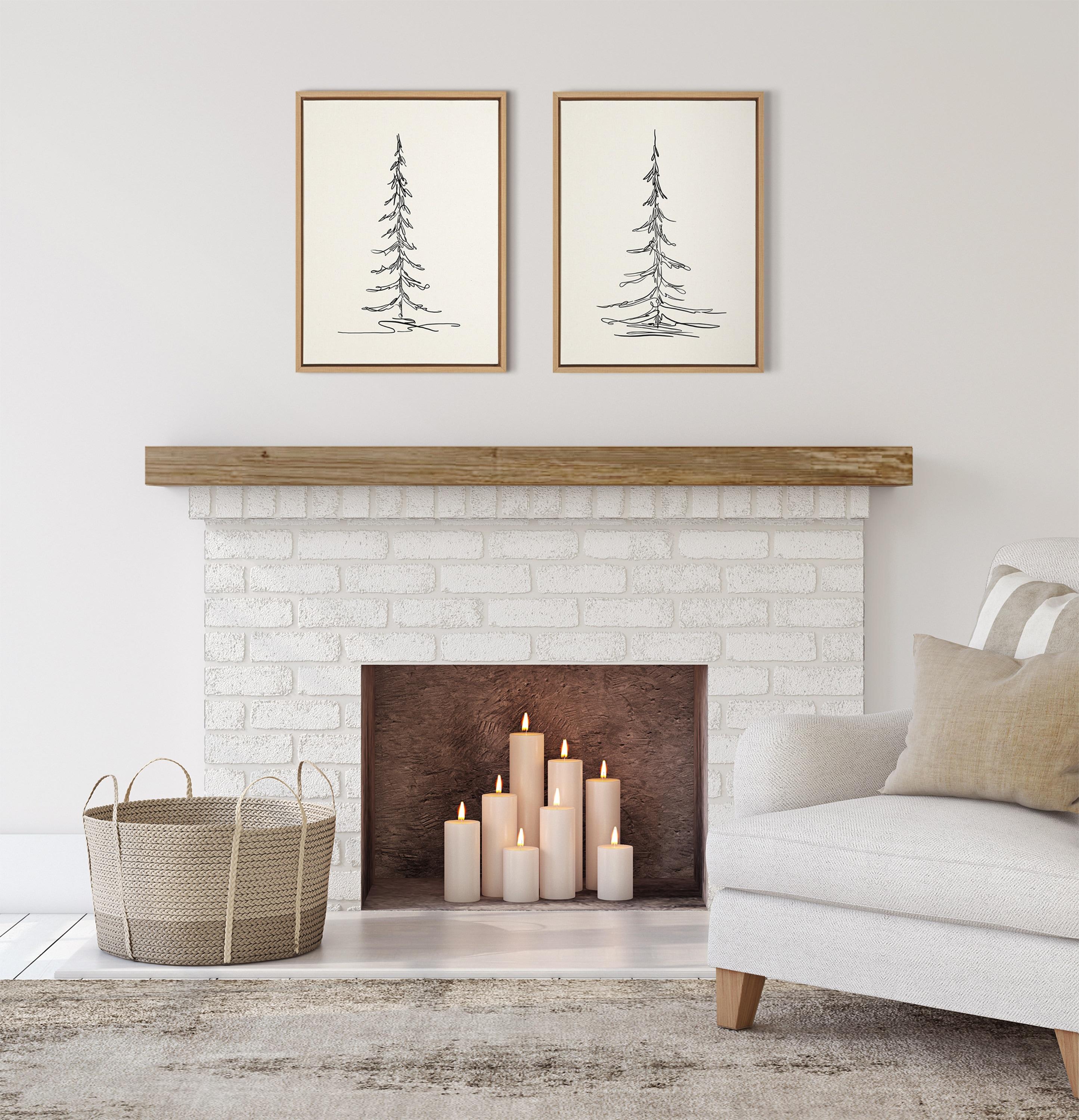 18" x 24" 2pc Sylvie Minimalist Evergreen Trees Sketch Framed Canvas Set by the Creative Bunch Studio - Kate & Laurel All Things Decor