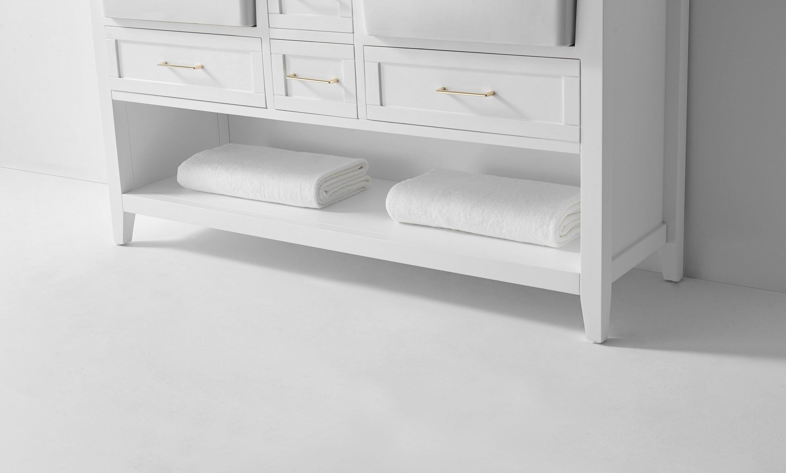 Ancerre Designs Hayley 60" Farmhouse Wood Bathroom Vanity Set in White