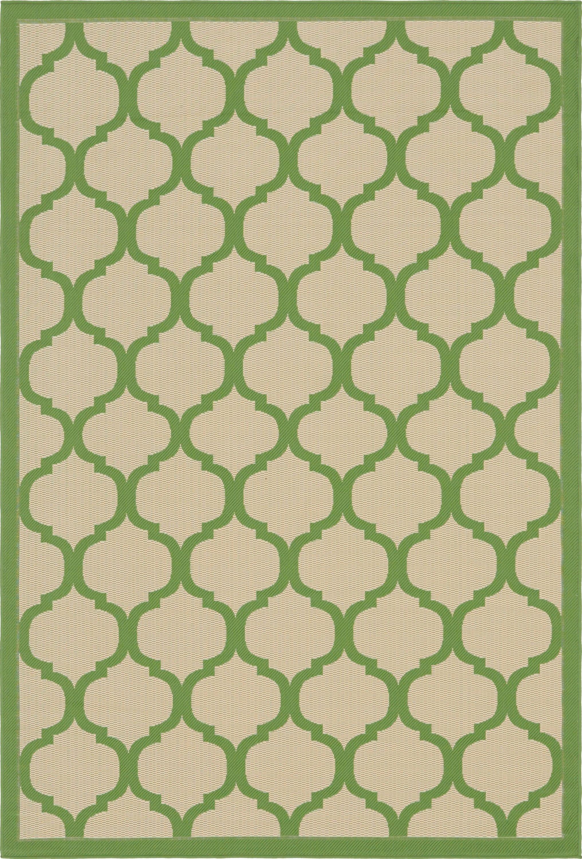 Unique Loom 6' 1 x 9' 0 Beige and Green Outdoor Trellis Moroccan Area Rug
