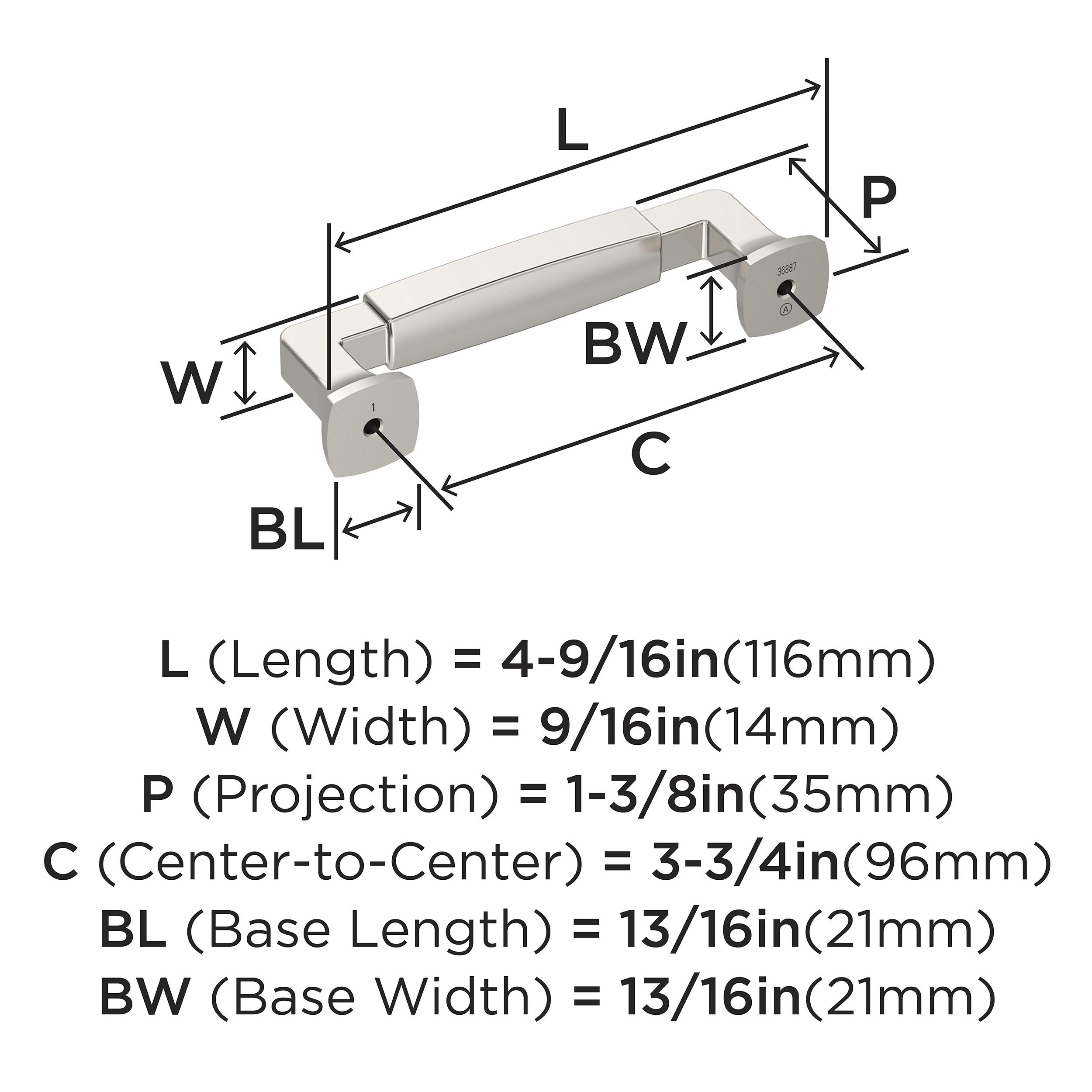 Amerock Stature 3-3/4 inch (96mm) Center-to-Center Polished Nickel Cabinet Pull