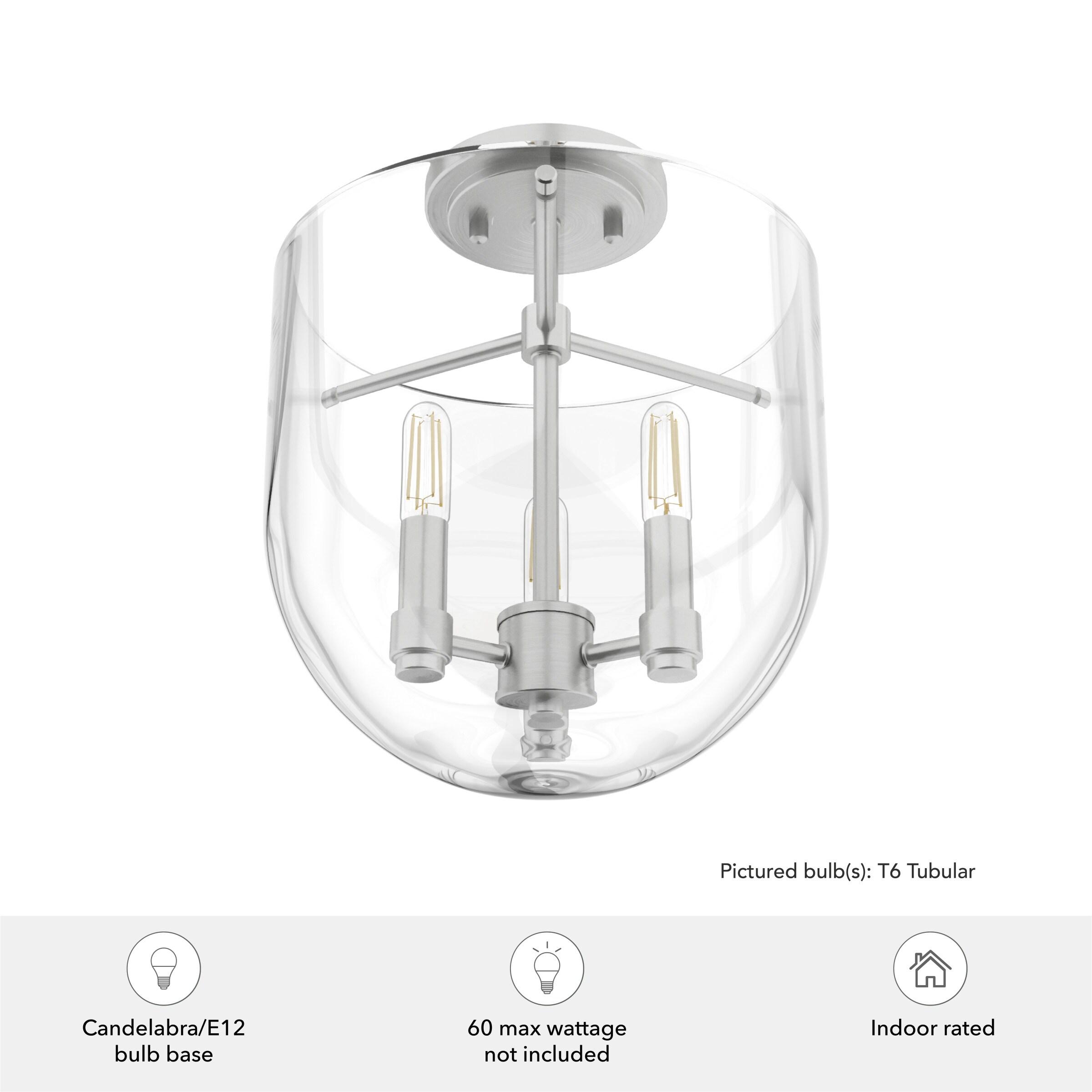 Hunter Sacha Natural Iron 3 Light Flush Mount Ceiling Light Fixture