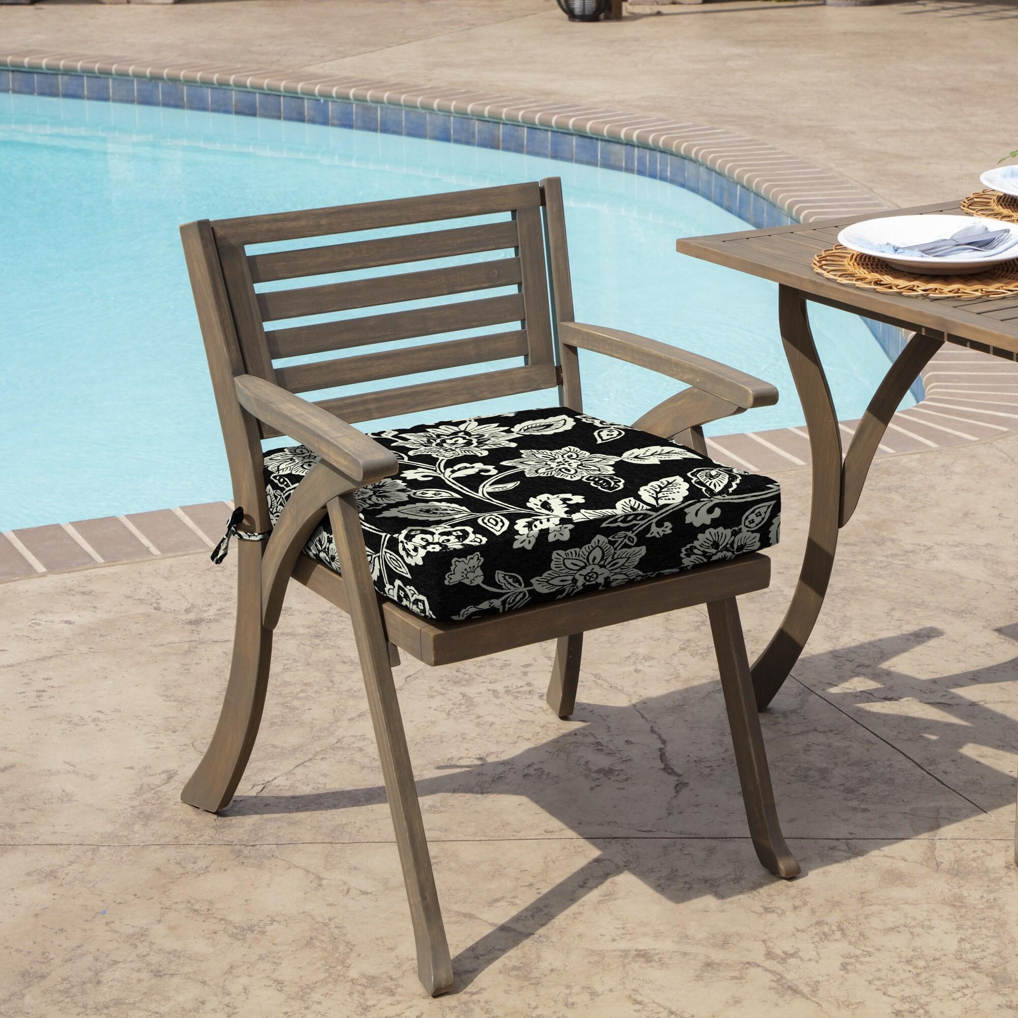 Arden Selections Outdoor Seat Cushion 19 x 19, Ashland Black Jacobean