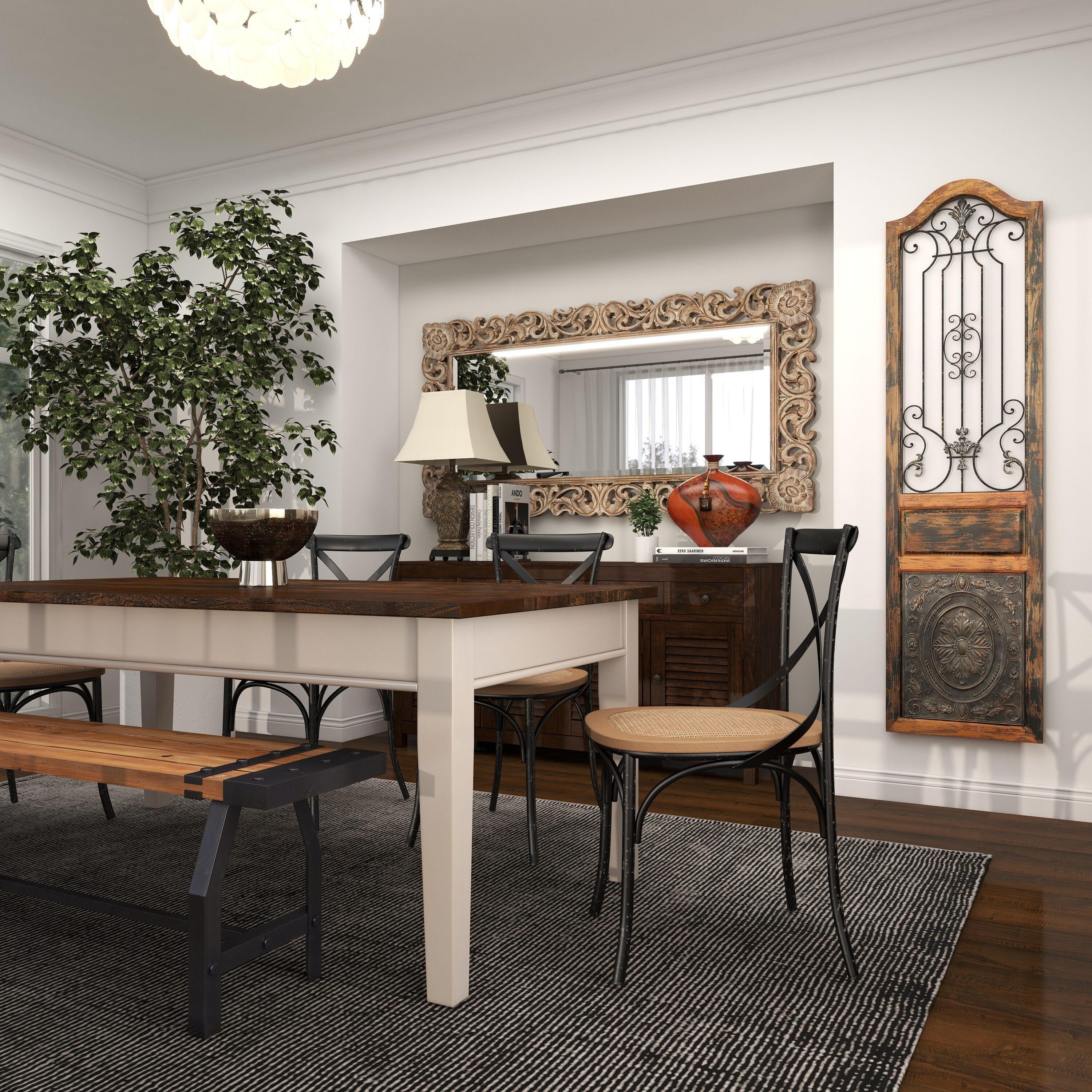 DecMode Decoración de Pared de Metal y Madera Inspirada en Puertas Arqueadas Rústicas 72" de Alto x 19 de Largo, Acabado en Marrón Desgastado con Carácter Orgánico