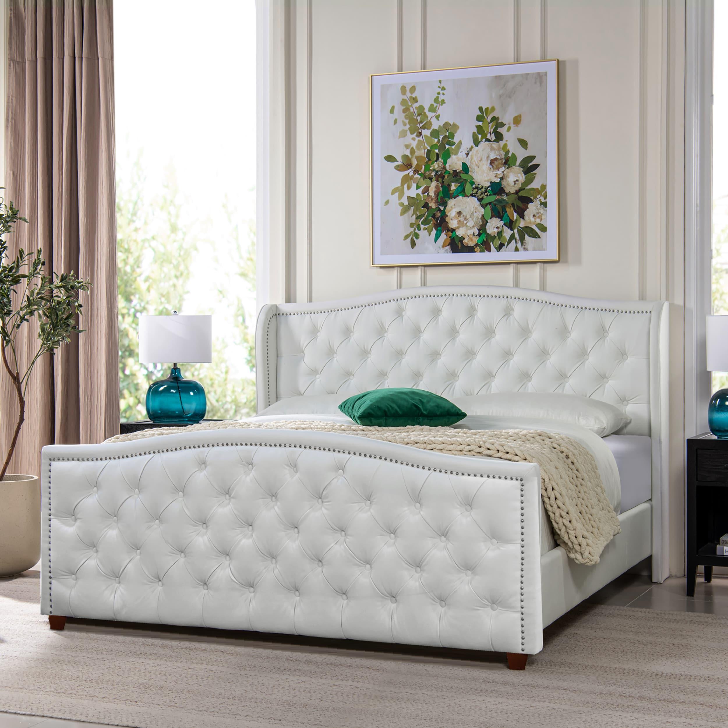 Marcella Tufted Wingback King Bed Bright White