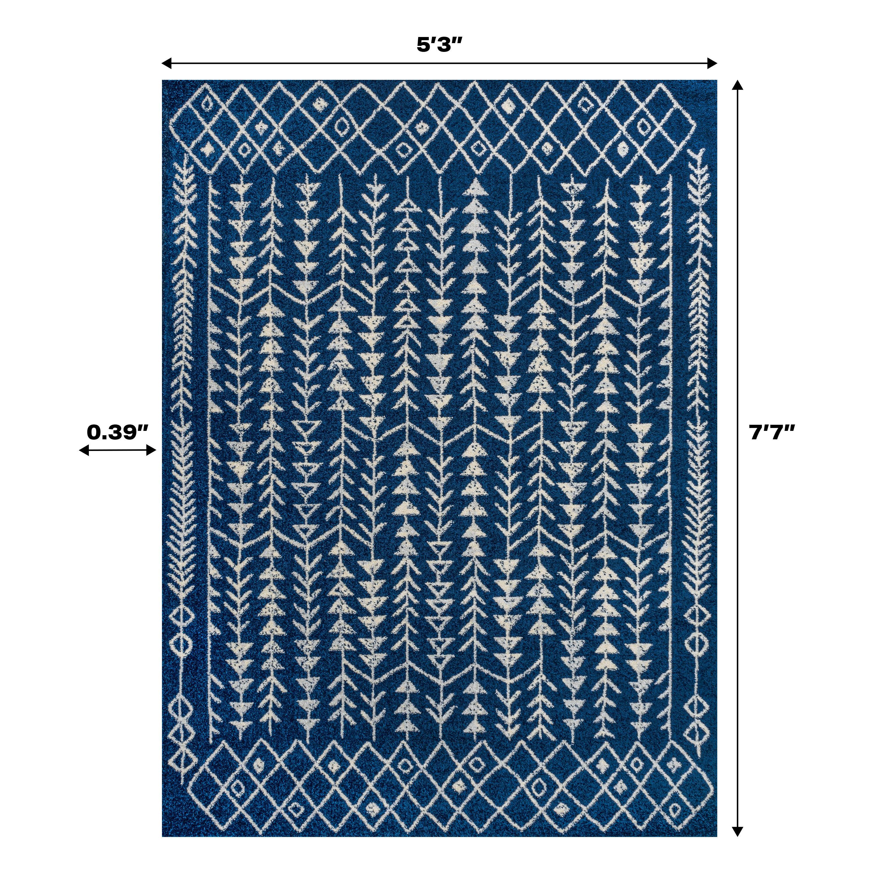 JONATHAN Y Ziri Moroccan Geometric Navy/Cream 3 ft. x 5 ft. Area Rug