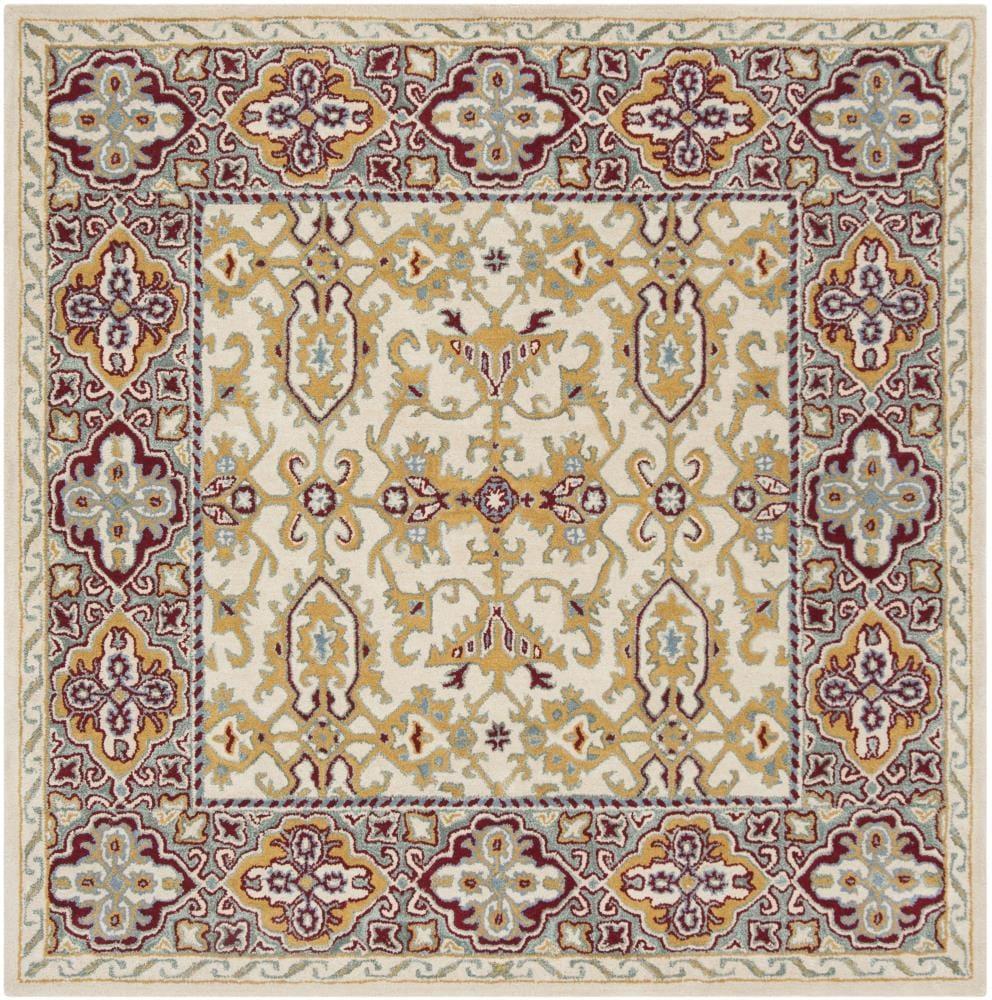 Heritage HG739 Hand Tufted Area Rug - Ivory/Blue - 6'x6' - Safavieh.