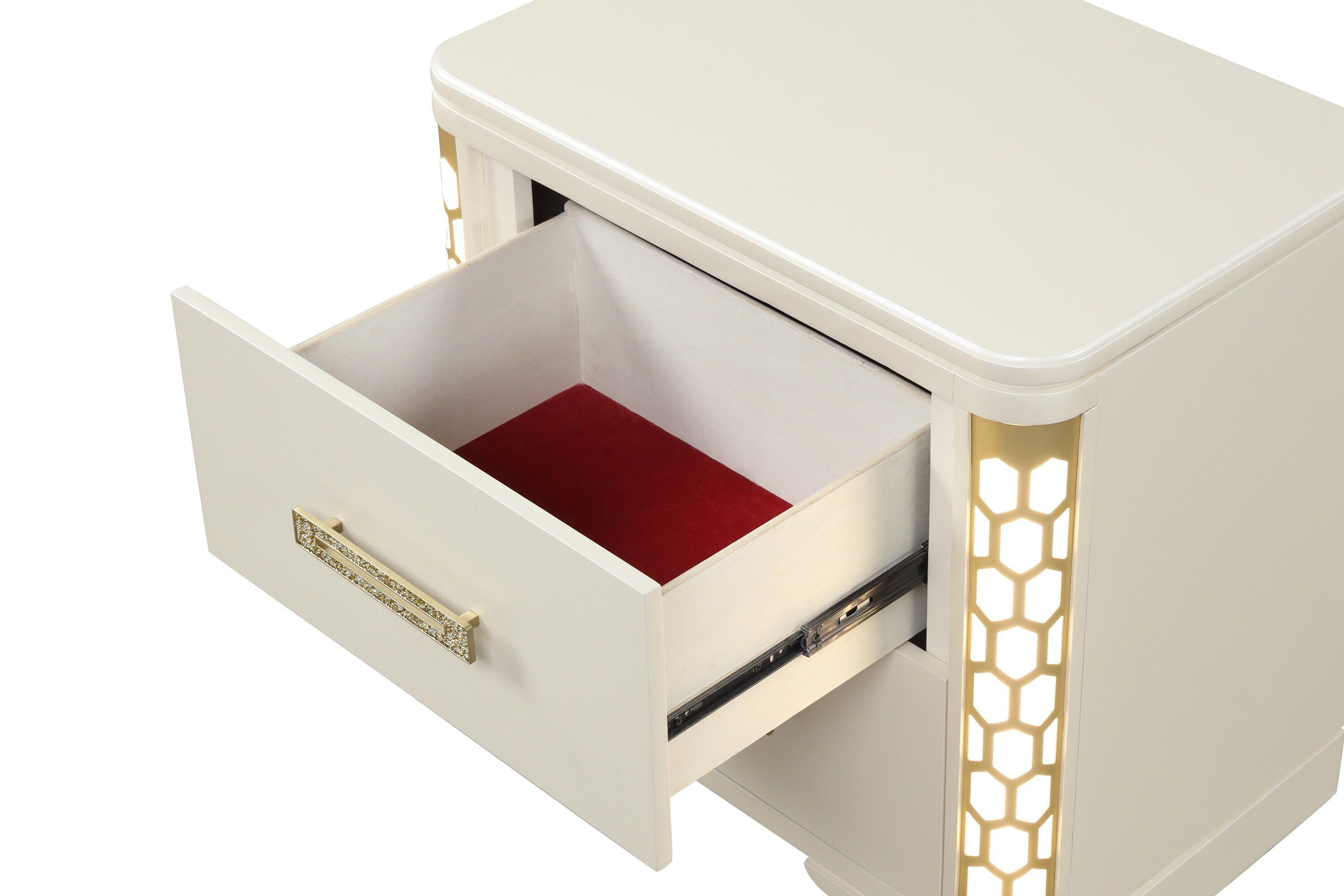 Jasmine Queen 5-N Pc Unique LED Bedroom Set made with Wood in Beige