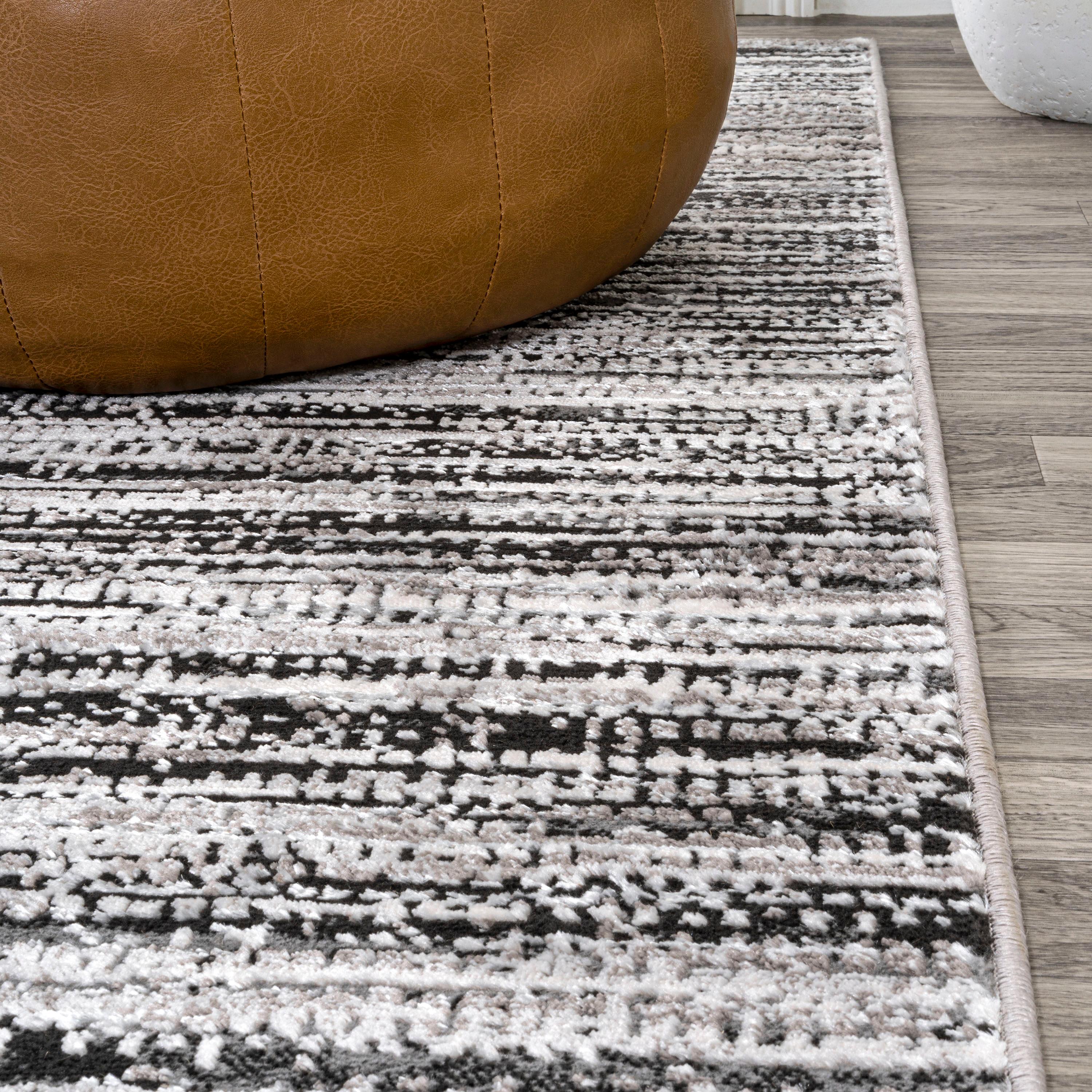 JONATHAN Y Loom Modern Strie'  Black/Gray 8 ft. x 10 ft. Area Rug