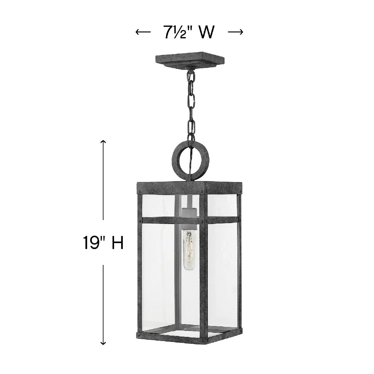 1 Light Medium Outdoor Hanging Lantern In Transitional Style 7.5 Inches Wide By 19 Inches High-Black Finish-Led Lamping Type Hinkley Lighting