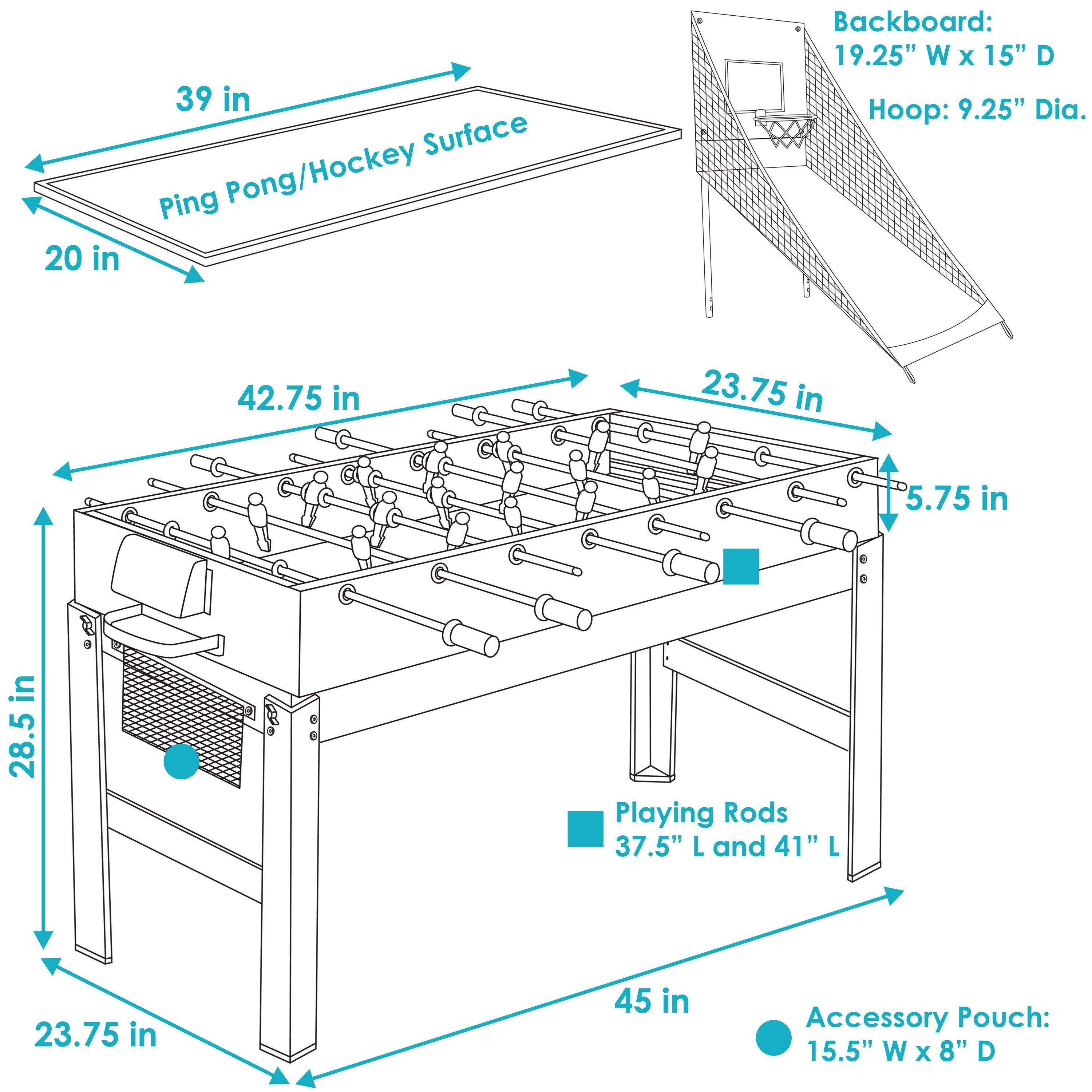 23.75'' L 5 Game Multi Game Table