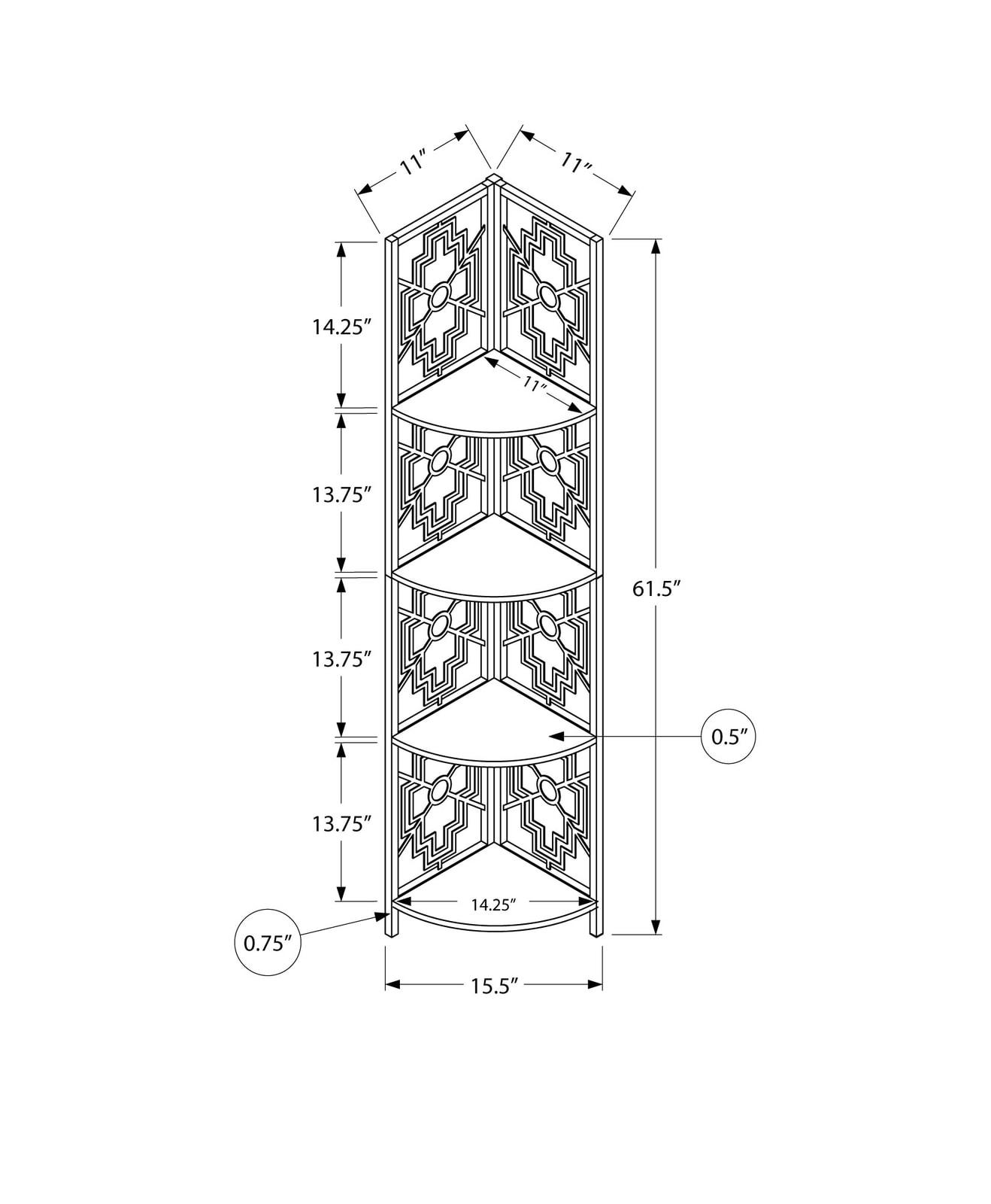 White Metal Corner Etagere Bookcase with Cutwork Design