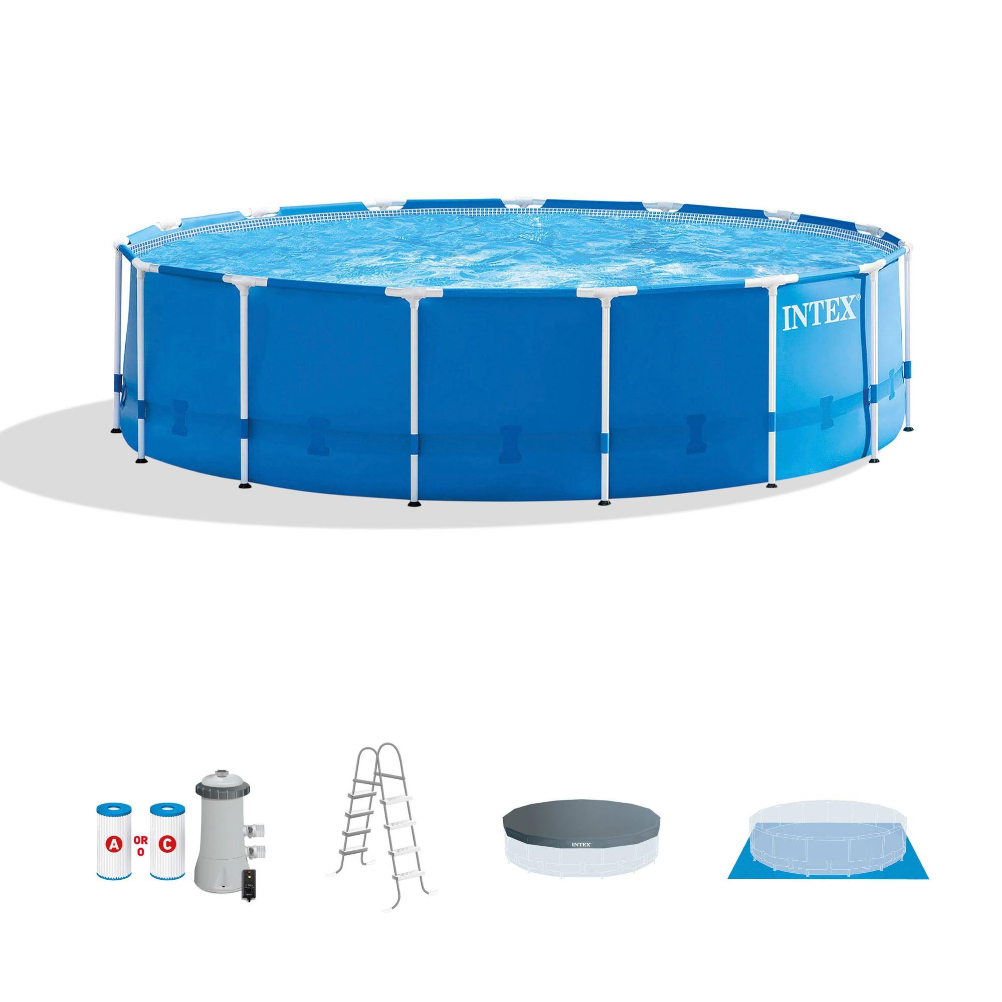 Intex Intex Metal Frame Round Above Ground Swimming Pool w/Pump