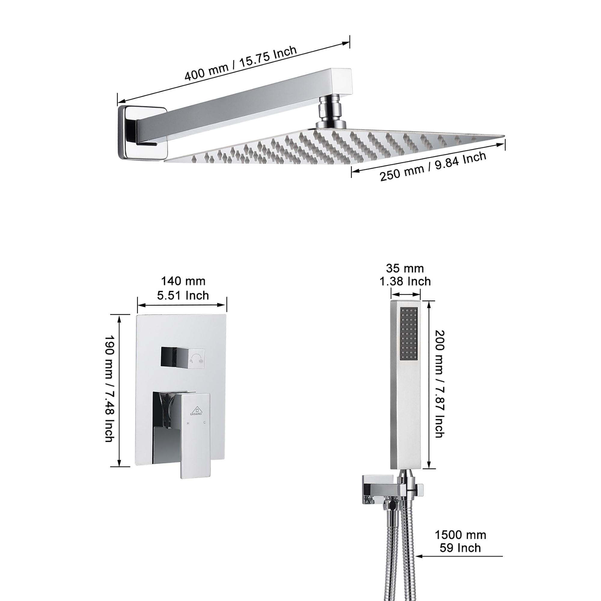 CASAINC 10" Wall Mounted Dual Shower Heads Shower Valve Trim System Kit