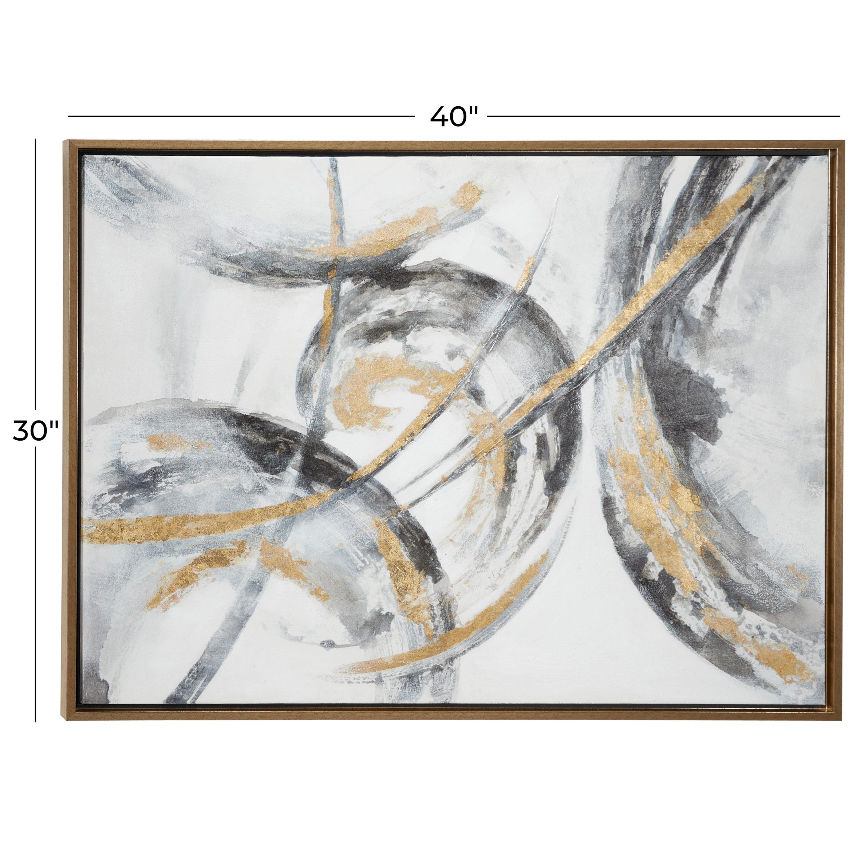 CosmoLiving by Cosmopolitan Gold Canvas Abstract Framed Wall Art with Gold Frame