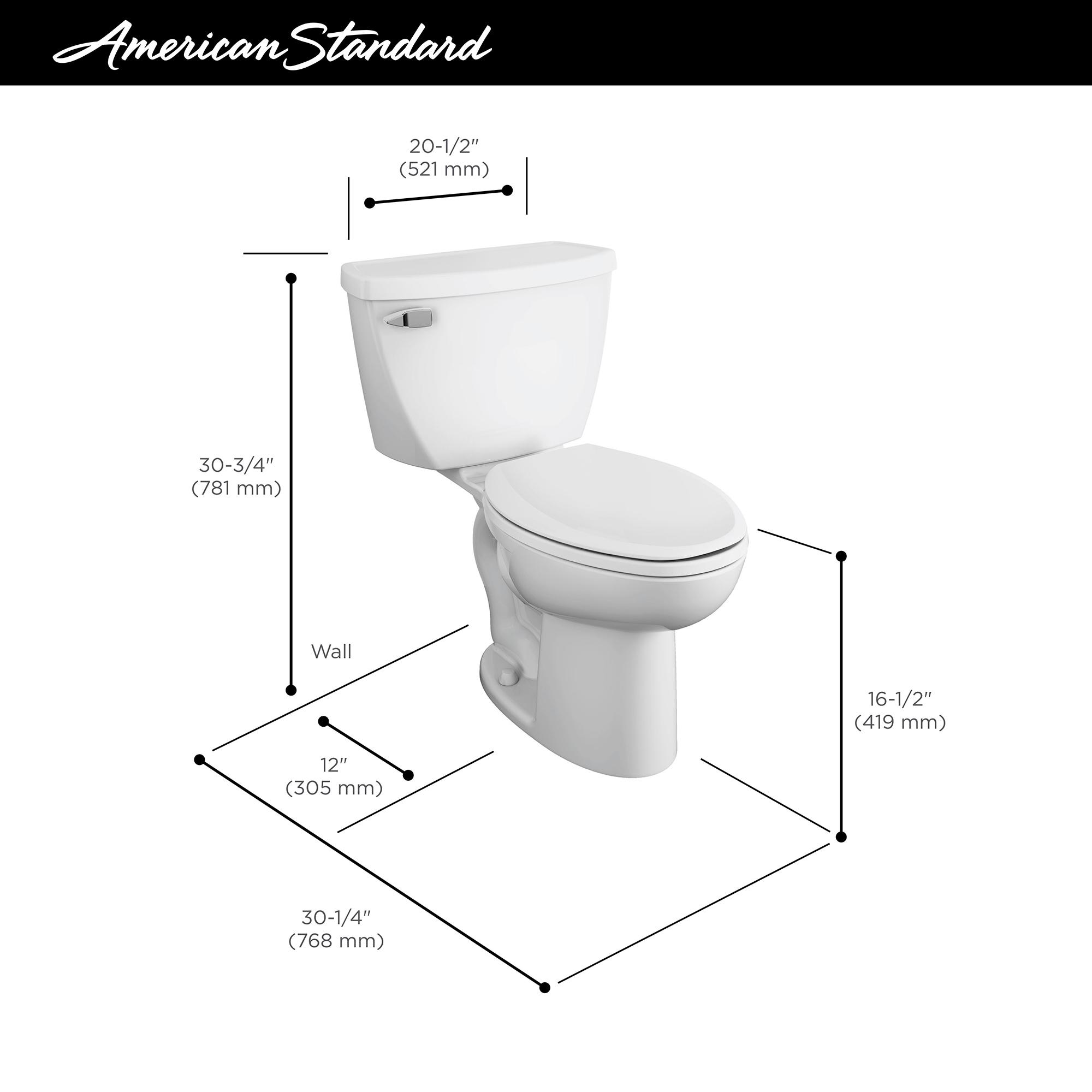 American Standard Cadet 1.6 Gallons GPF Elongated Comfort Height Floor Mounted Kit (Seat Not Included)