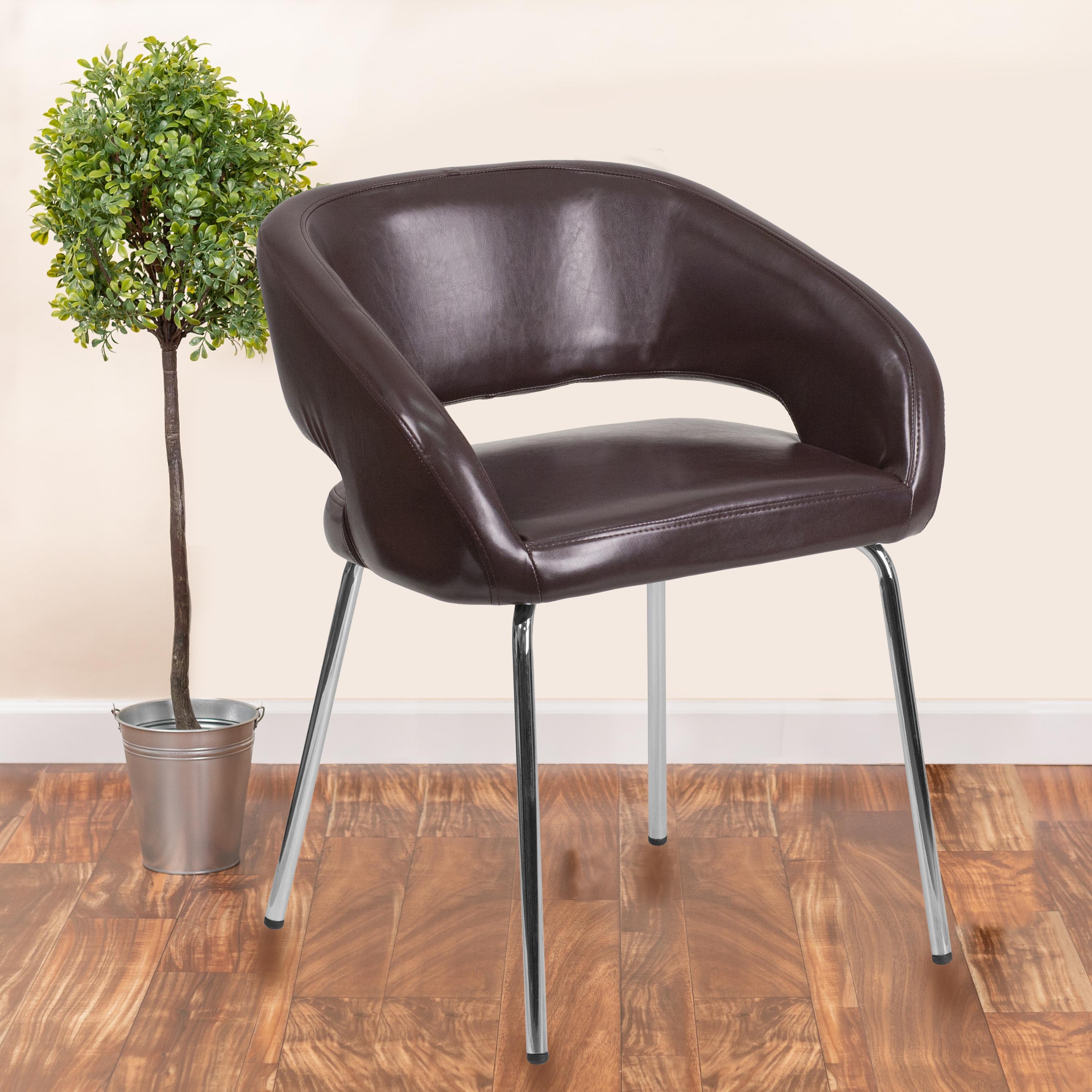 Flash Furniture Fusion Series Contemporary Brown LeatherSoft Side Reception Chair