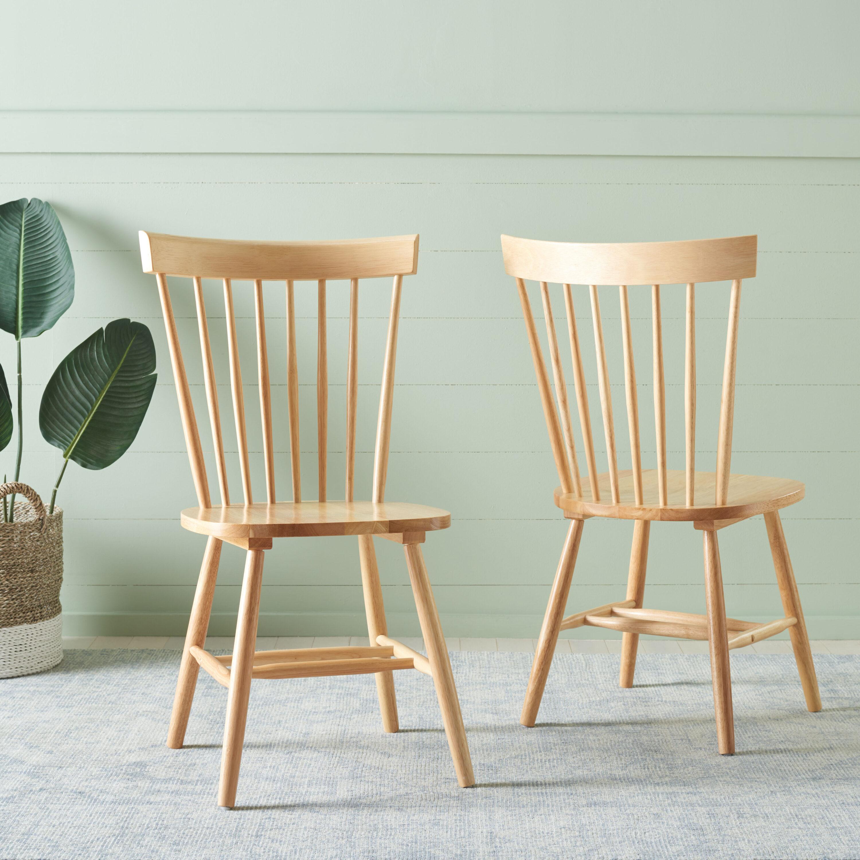 SAFAVIEH Parker Country Wood Solid Dining Parsons Chair, Natural (Set of 2)
