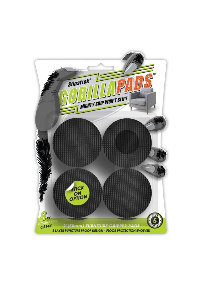 Slipstick 5020830 2 x 2 in. Black Round GorillaPads Rubber Self Adhesive Gripper Pad, 8 per Pack - Pack of 6