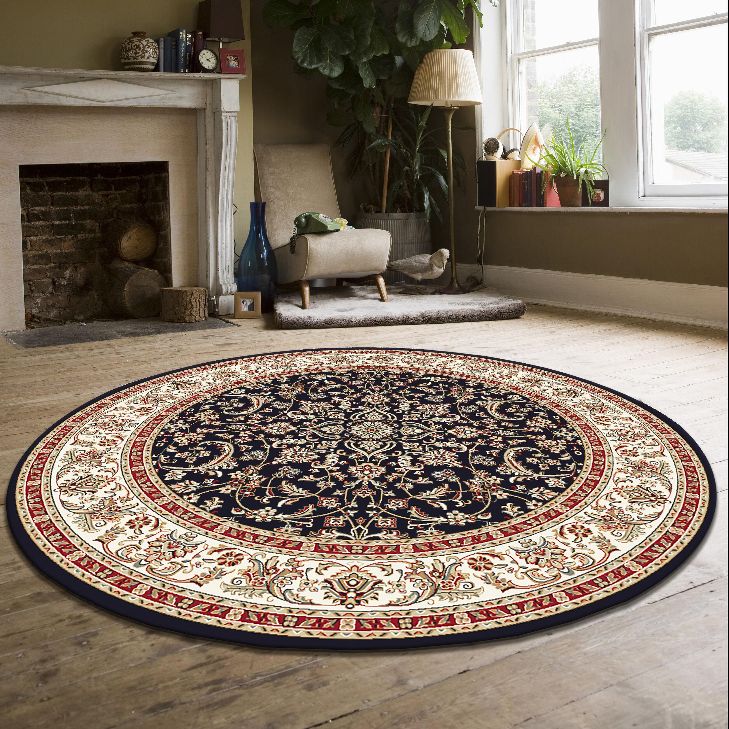 Radici Usa Noble Area Rug 1318 Traditional Black Bordered Medallion 5' 3" x 5' 3" Round