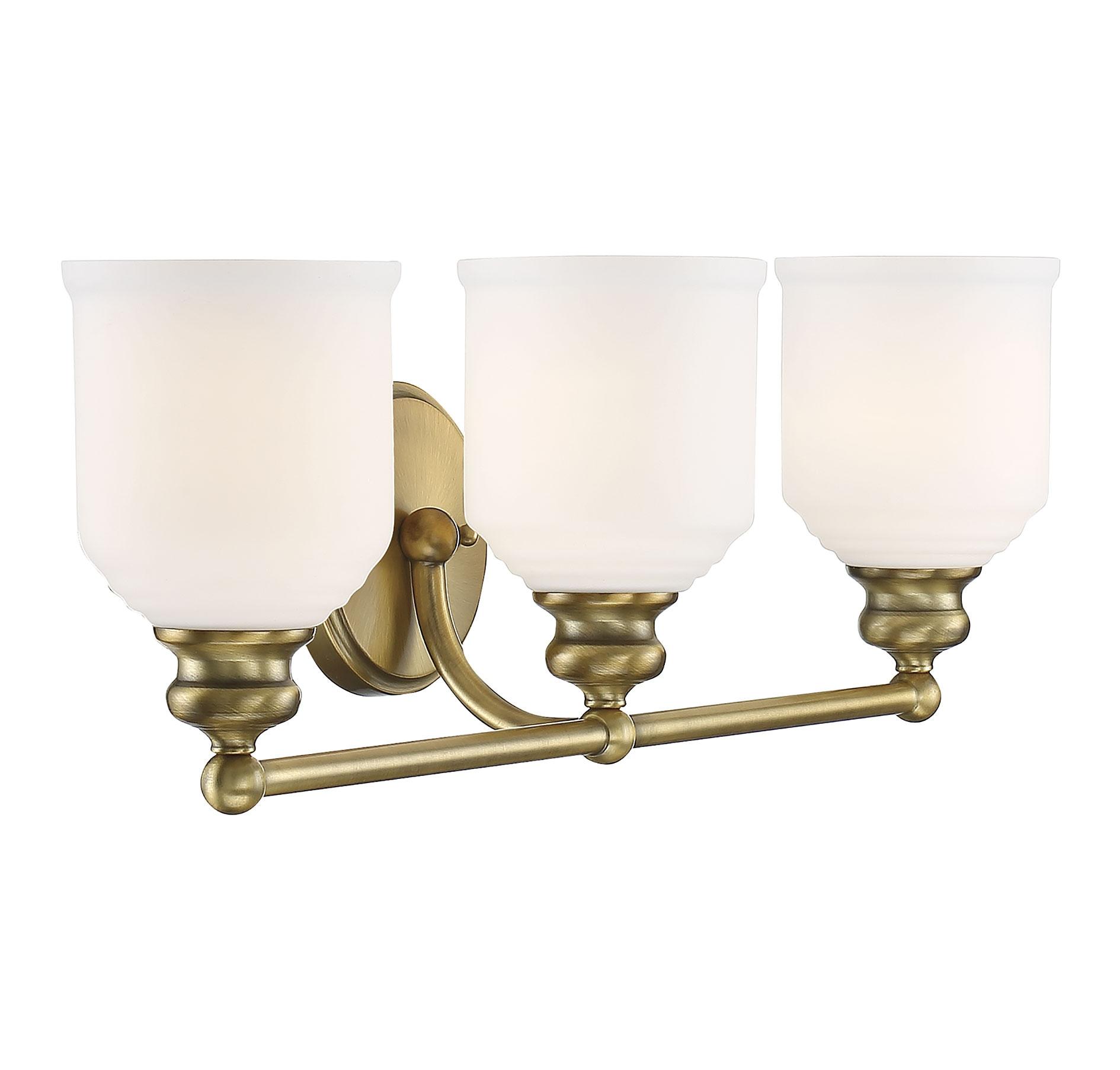 Warm Brass 3-Light Dimmable Bathroom Vanity Fixture