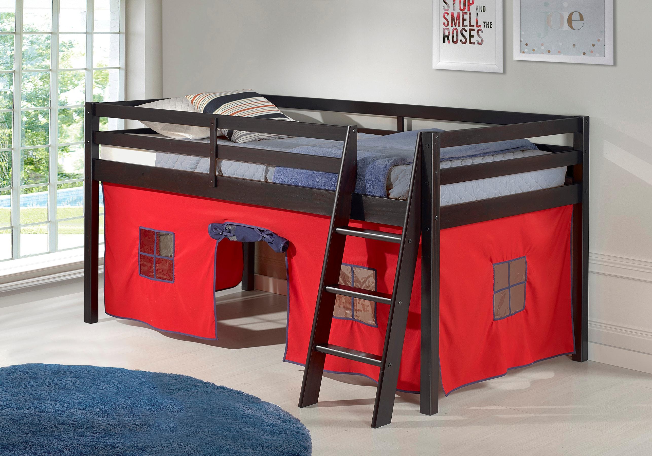 Alaterre Roxy Junior Loft - Espresso with Red and Blue Bottom Tent