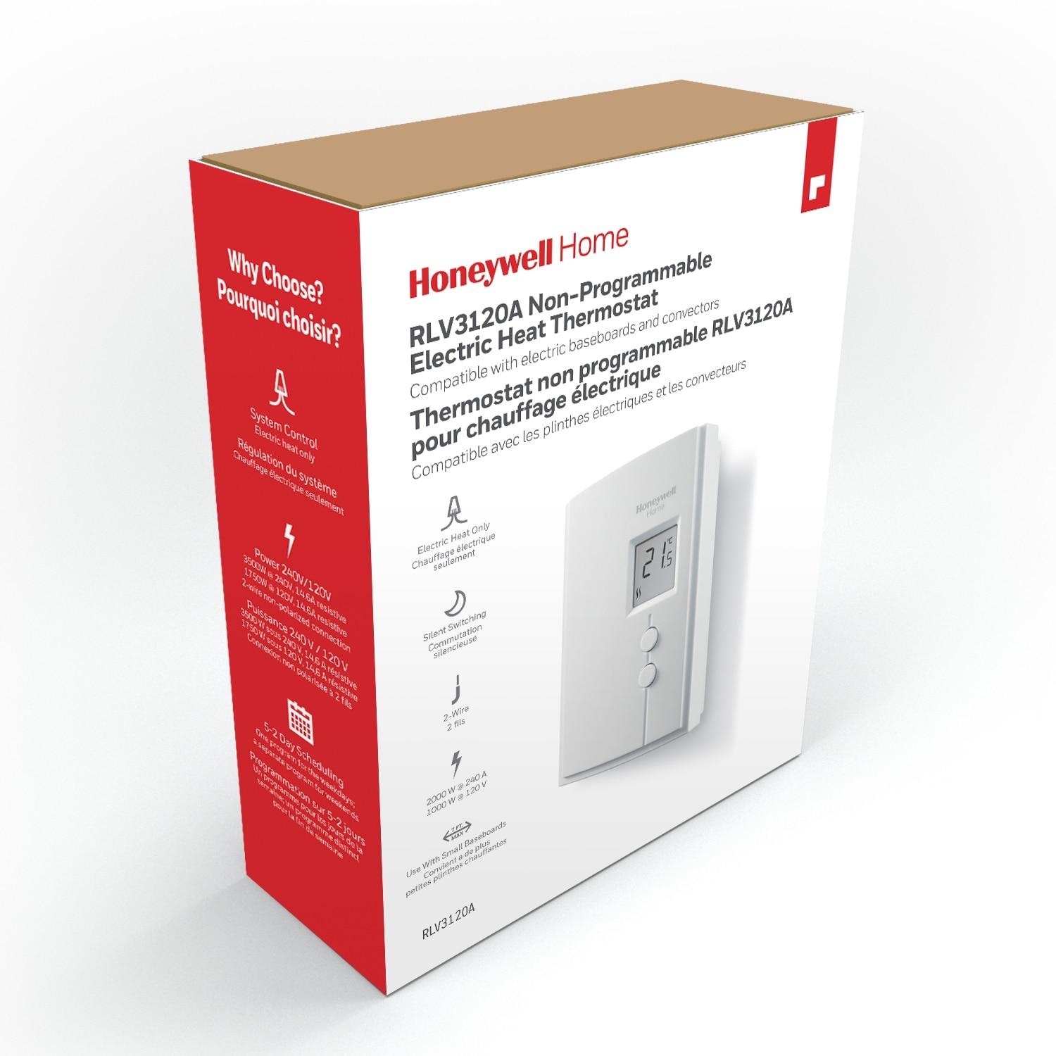 Honeywell Digital Non-Programmable Line Volt Thermostat for Electric Heat, White