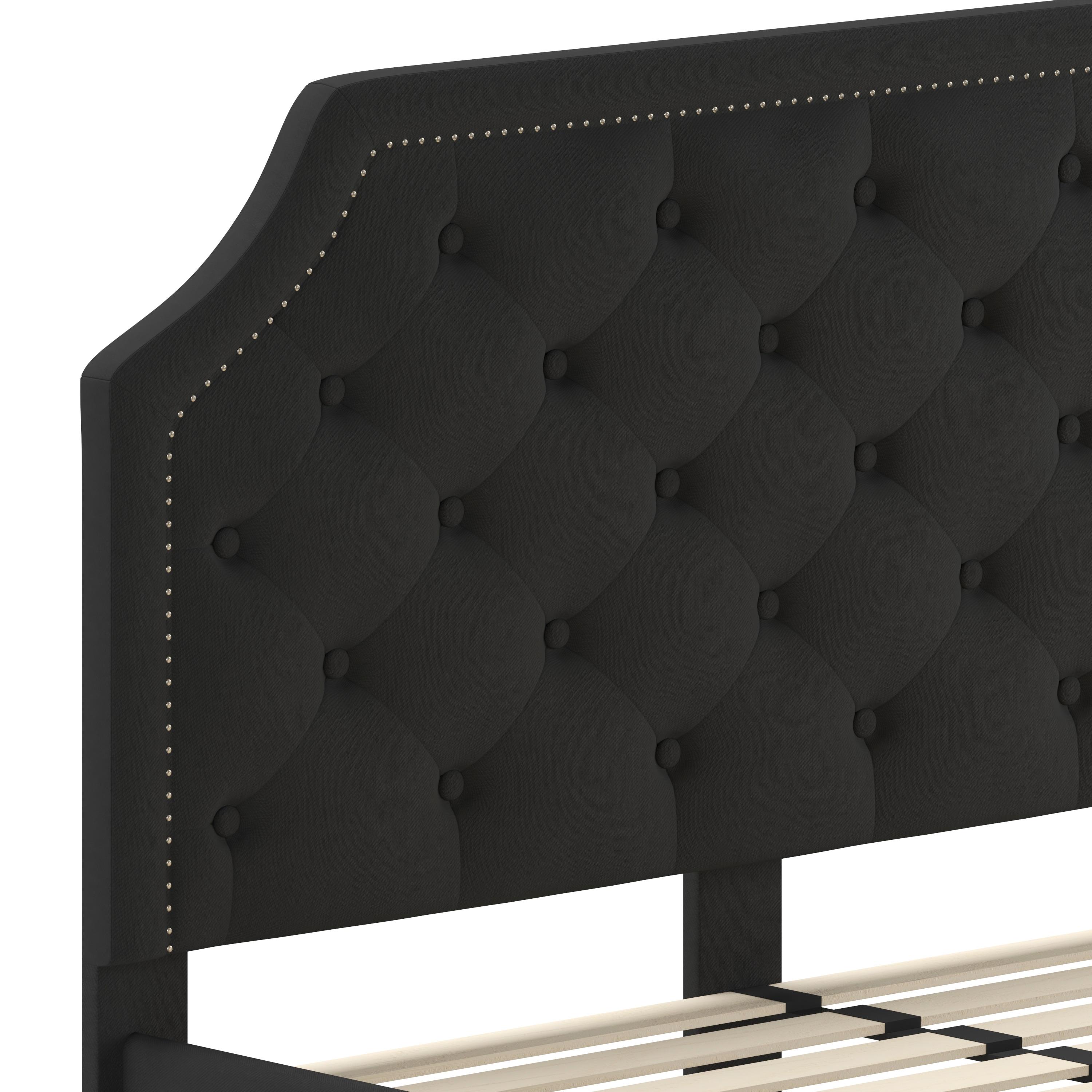 Flash Furniture Brighton Queen Size Tufted Upholstered Platform Bed in Black Fabric