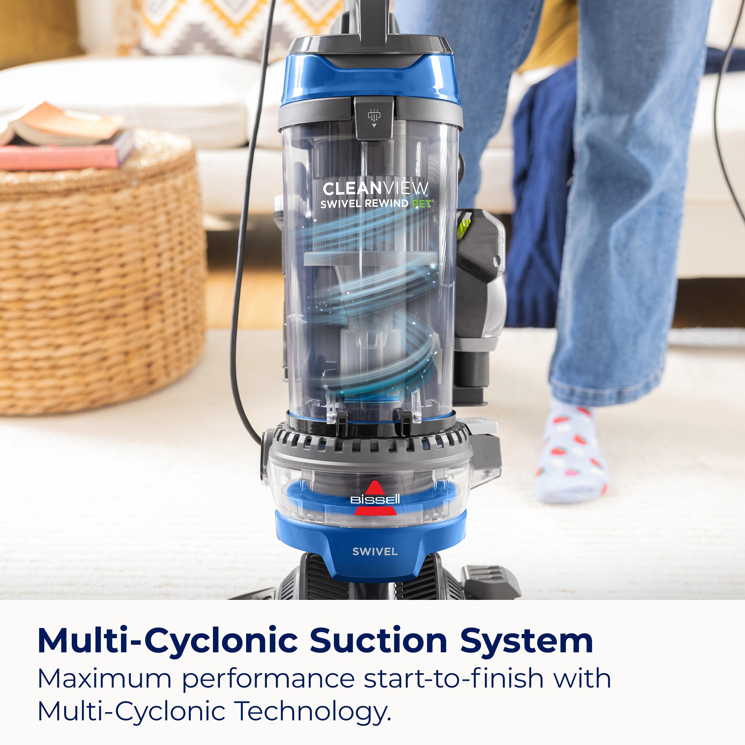 BISSELL CleanView Vacuum with Automatic Cord Rewind, TurboEraser Upholstery Tool, Triple Action Brush Roll Swivel Steering, Extension Wand, Easy-Empty Dirt Tank, Multi-Cyclonic Suction 3839