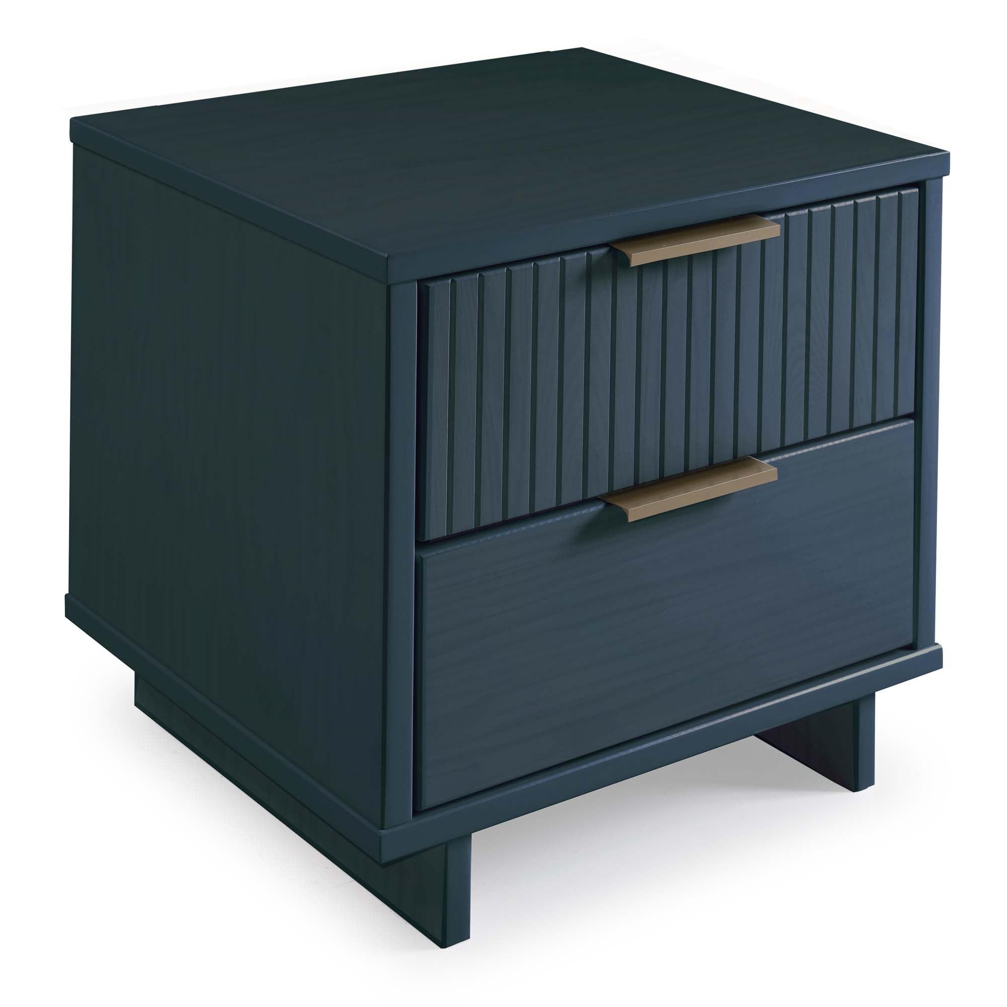 Granville Modern 2 Drawer Nightstand Midnight Blue - Manhattan Comfort: Soft Close, UV Finish, Metal Handles