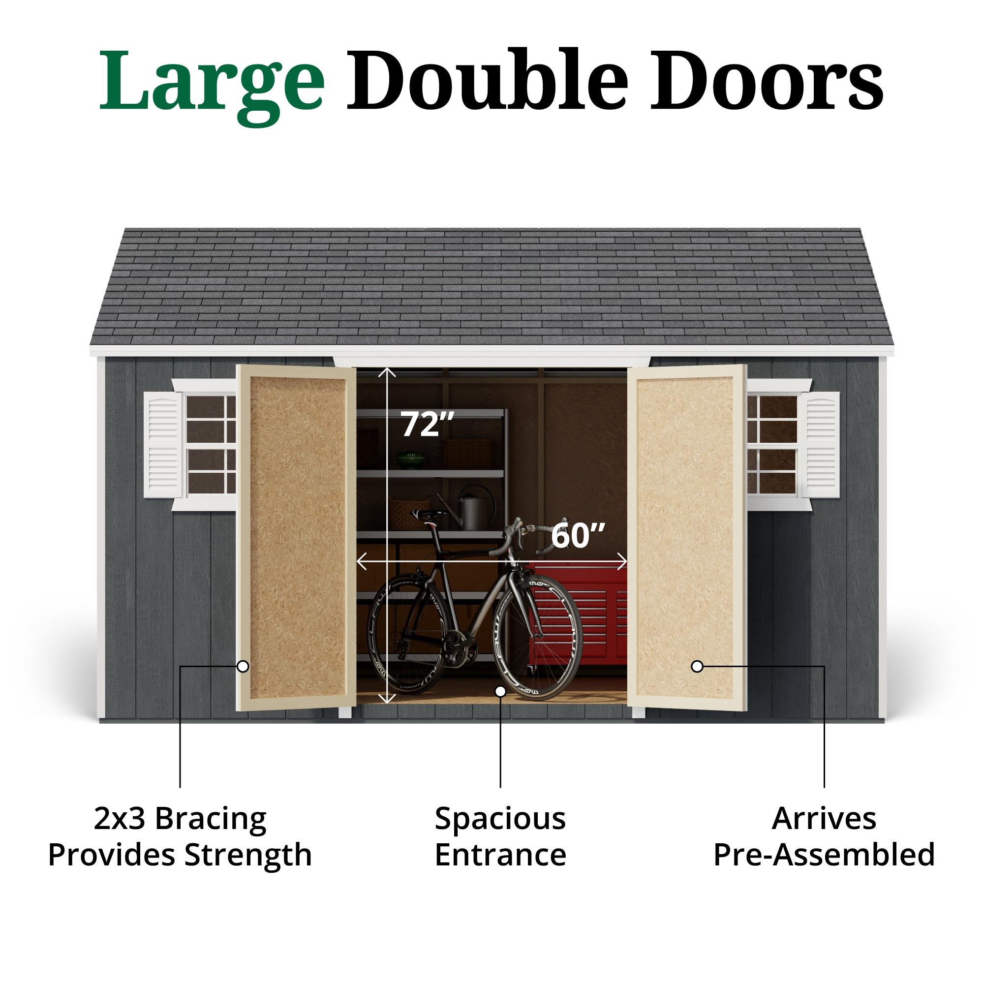 Little Cottage Co. 12x14 Value Workshop Shed with Operable Windows and Floor, Outdoor Wood Storage Do-It-Yourself Precut Kit
