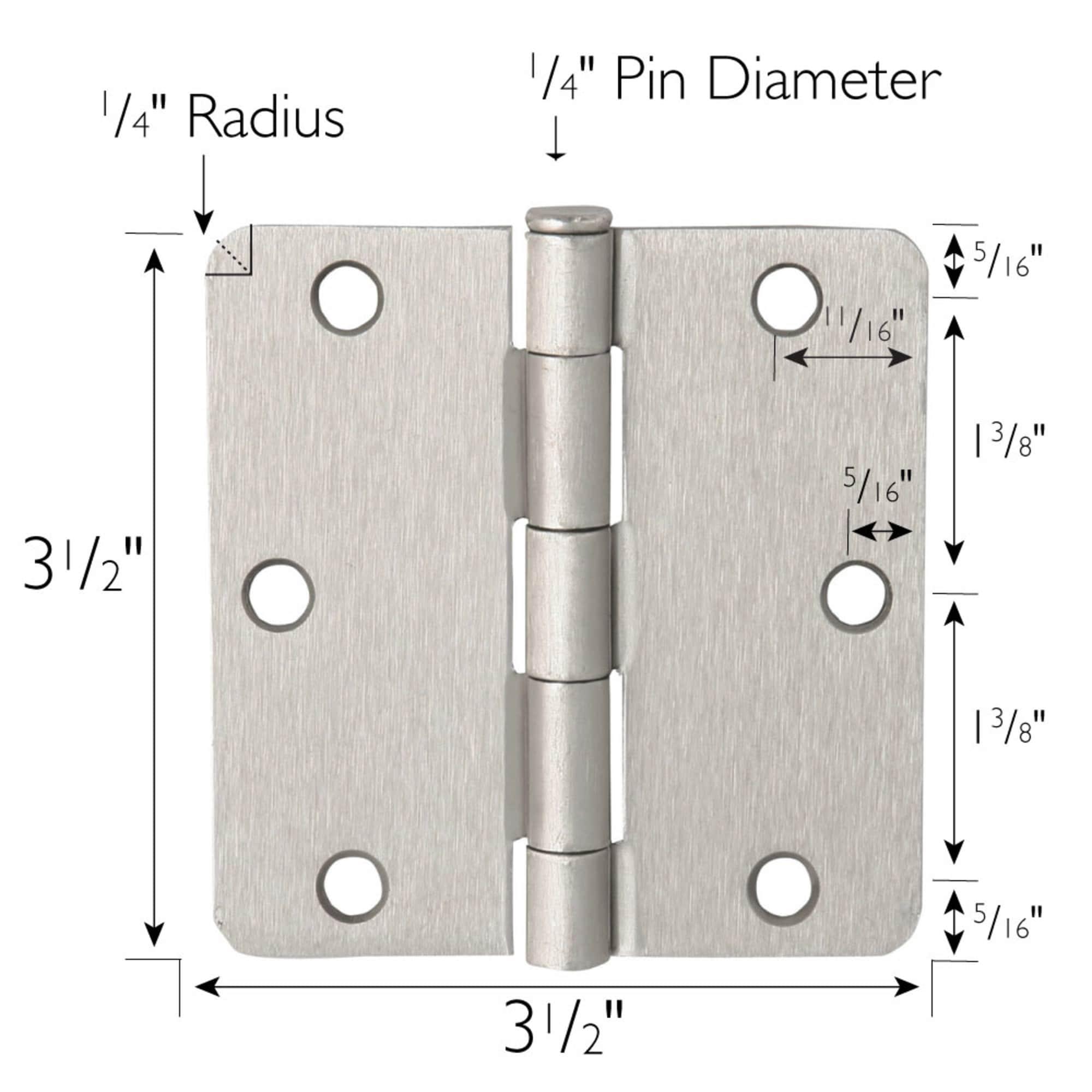 Satin Nickel 3.5" Steel Door Hinges with Screws, 3-Pack