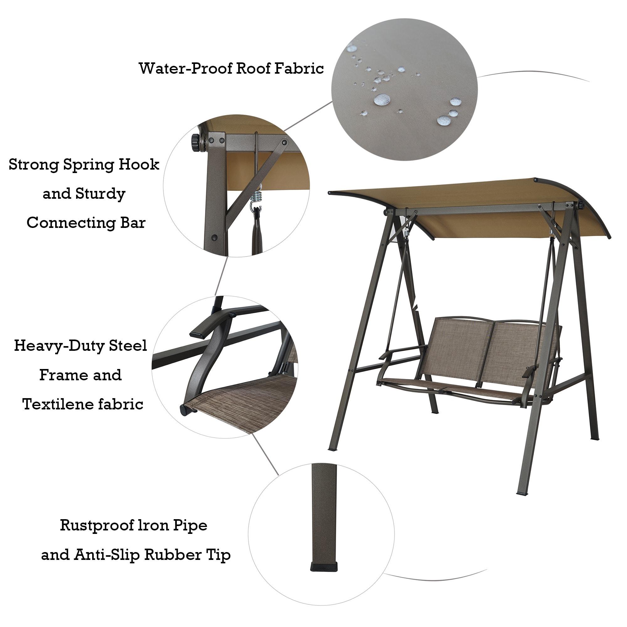 Kozyard Doris 2 Person Outdoor Patio Swing with Breathable Textilence Seat (Taupe)