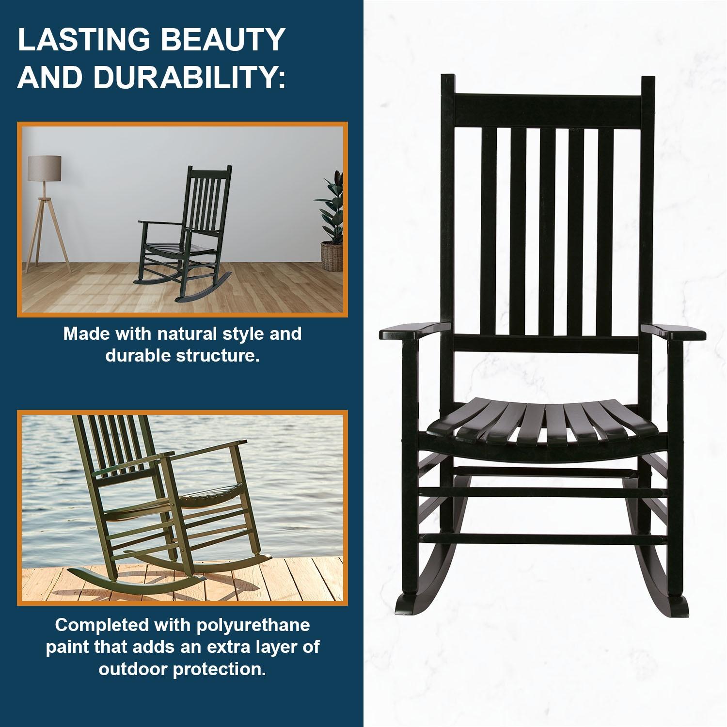 Shine Company Traditional Hardwood Indoor/Outdoor Patio Porch Rocker in Green