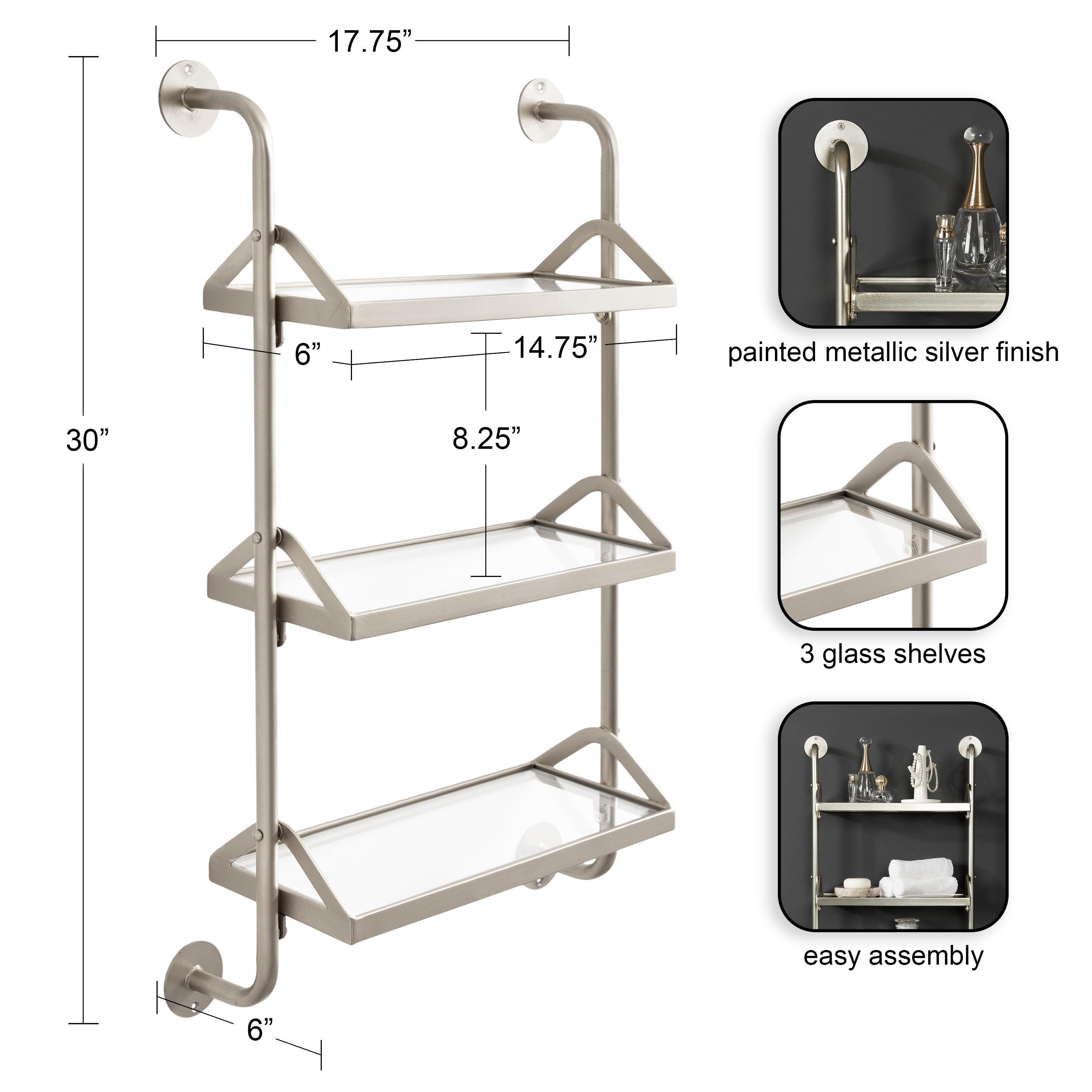 Kate & Laurel All Things Decor 18"x30" Marit Three-Tier Wall Shelf Silver